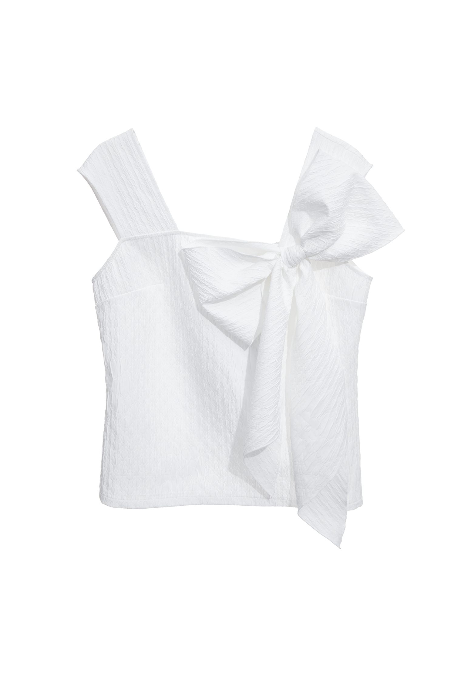 Bow Detail Textured VestBow Detail Textured Vest,sleeveless tops,Tops,Season (SS) Look,White tops,sleeveless tops,bows