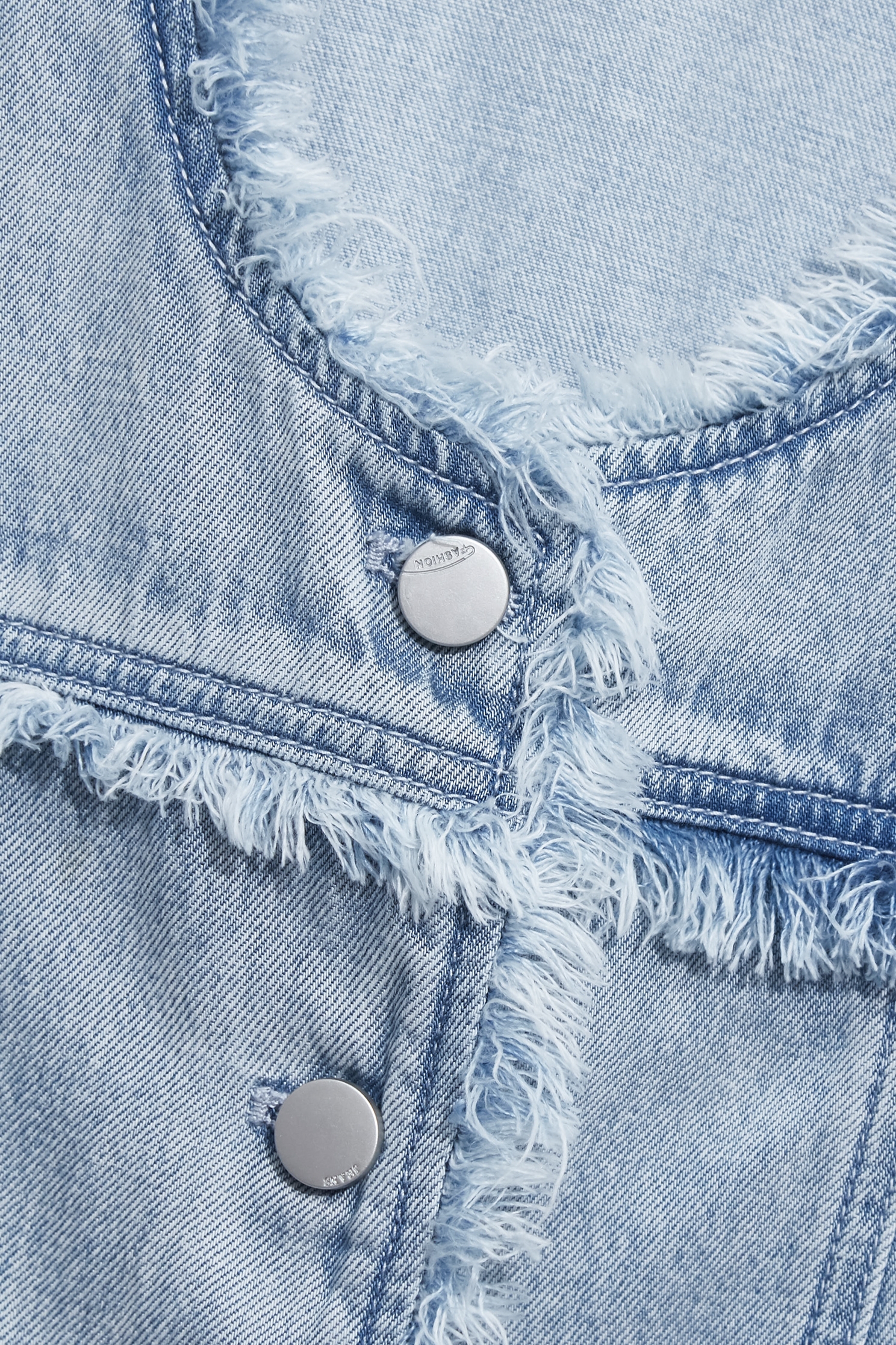 Fray Trim Denim Washed Vest,Jackets,sleeveless tops,Outerwear,Season (SS) Look,Denim,Denim Jackets,sleeveless tops