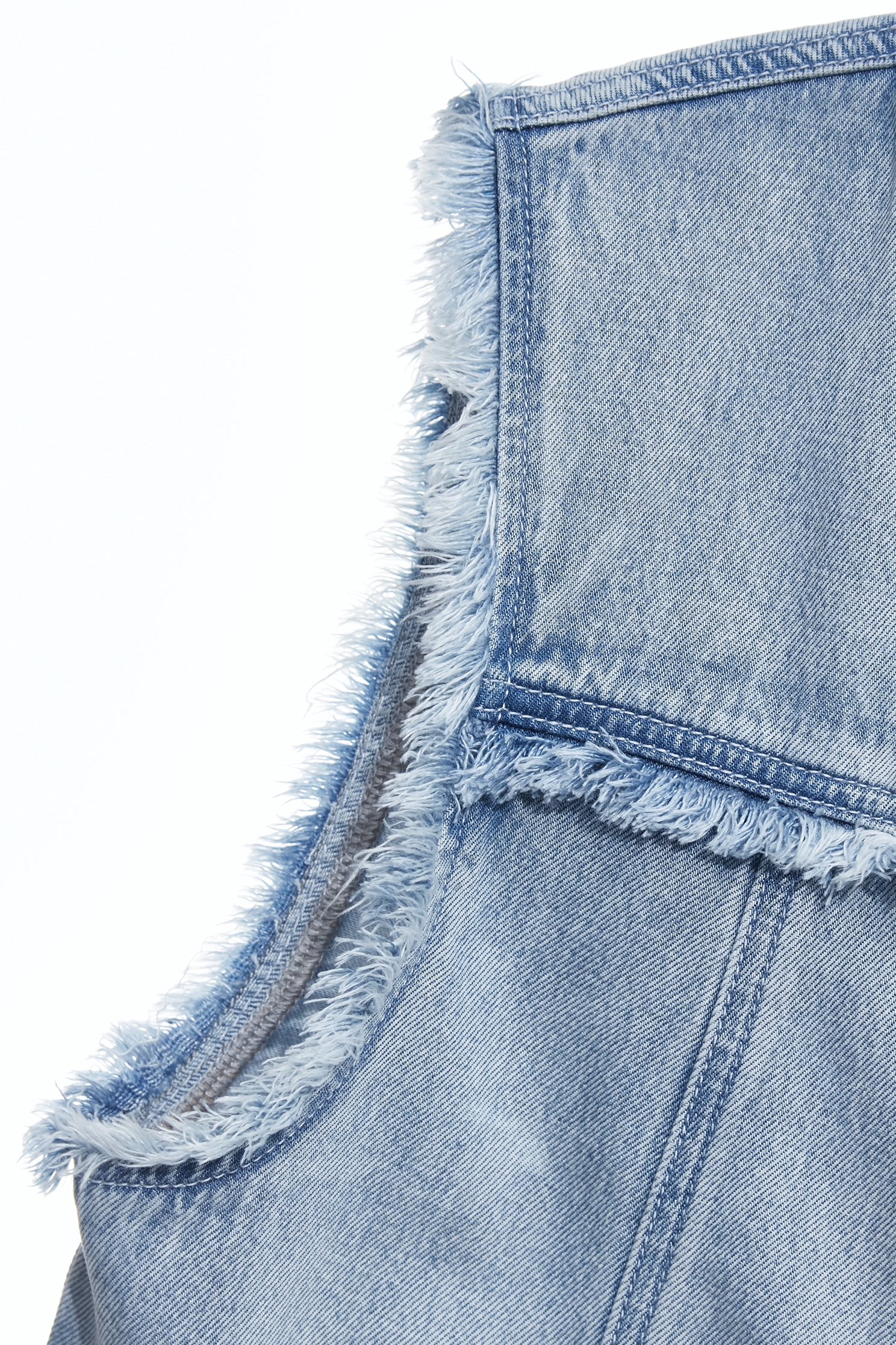 Fray Trim Denim Washed Vest,Jackets,sleeveless tops,Outerwear,Season (SS) Look,Denim,Denim Jackets,sleeveless tops