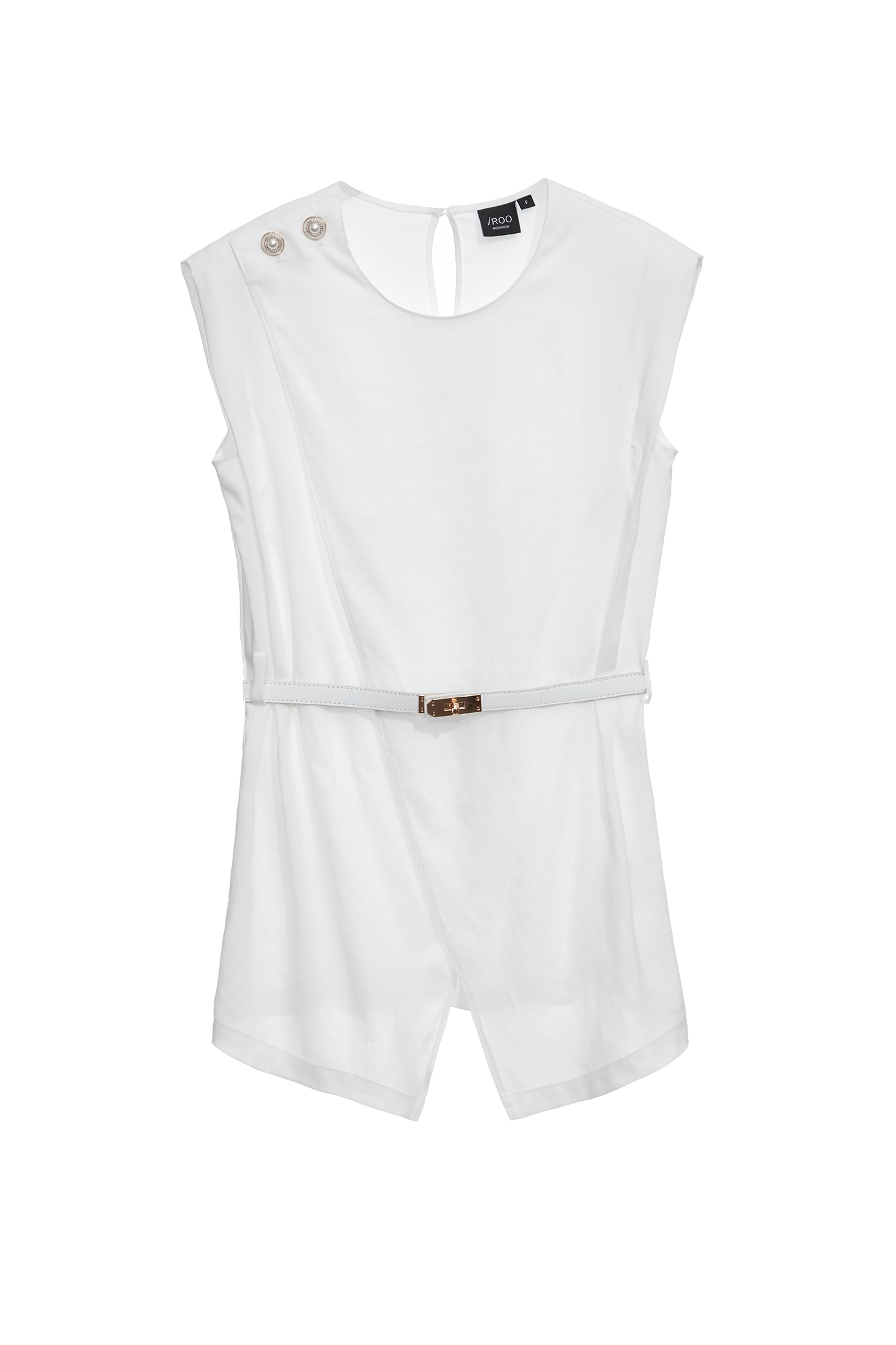 Front Overlap Long VestFront Overlap Long Vest,sleeveless tops,Season (SS) Look,pearl,White tops,Back To Classic,sleeveless tops,Back To B/W