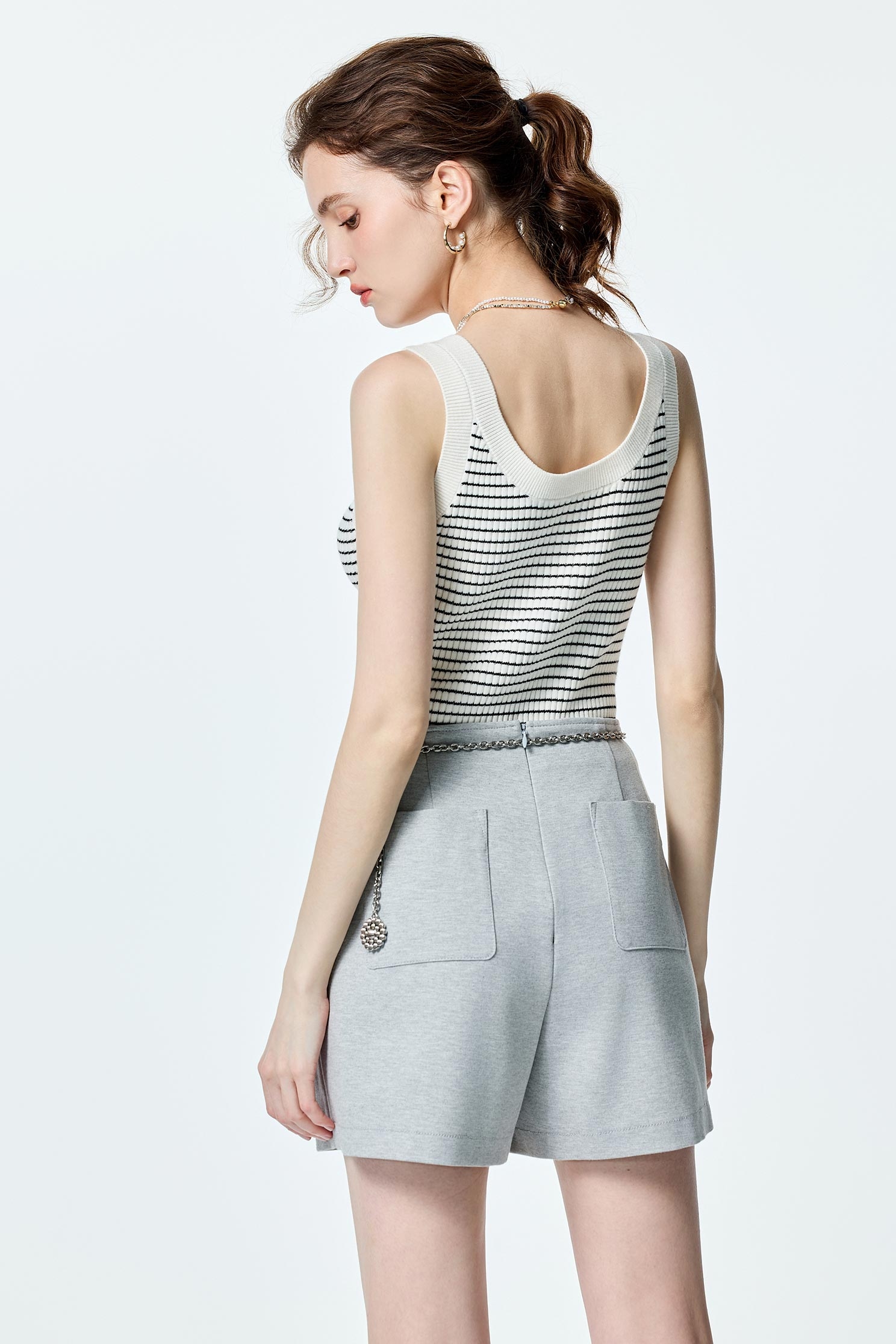 Stripe Knit Tank TopStripe Knit Tank Top,sleeveless tops,Season (SS) Look,White tops,Valentine,sleeveless tops,upperclass,Knitted,Knitted tops