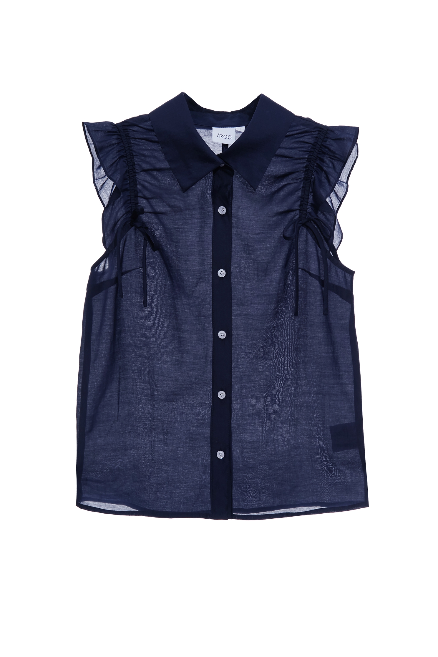 Navy Ruffle Detail VestNavy Ruffle Detail Vest,sleeveless tops,Tops,Season (SS) Look,sleeveless tops,bows,Urban Fashion