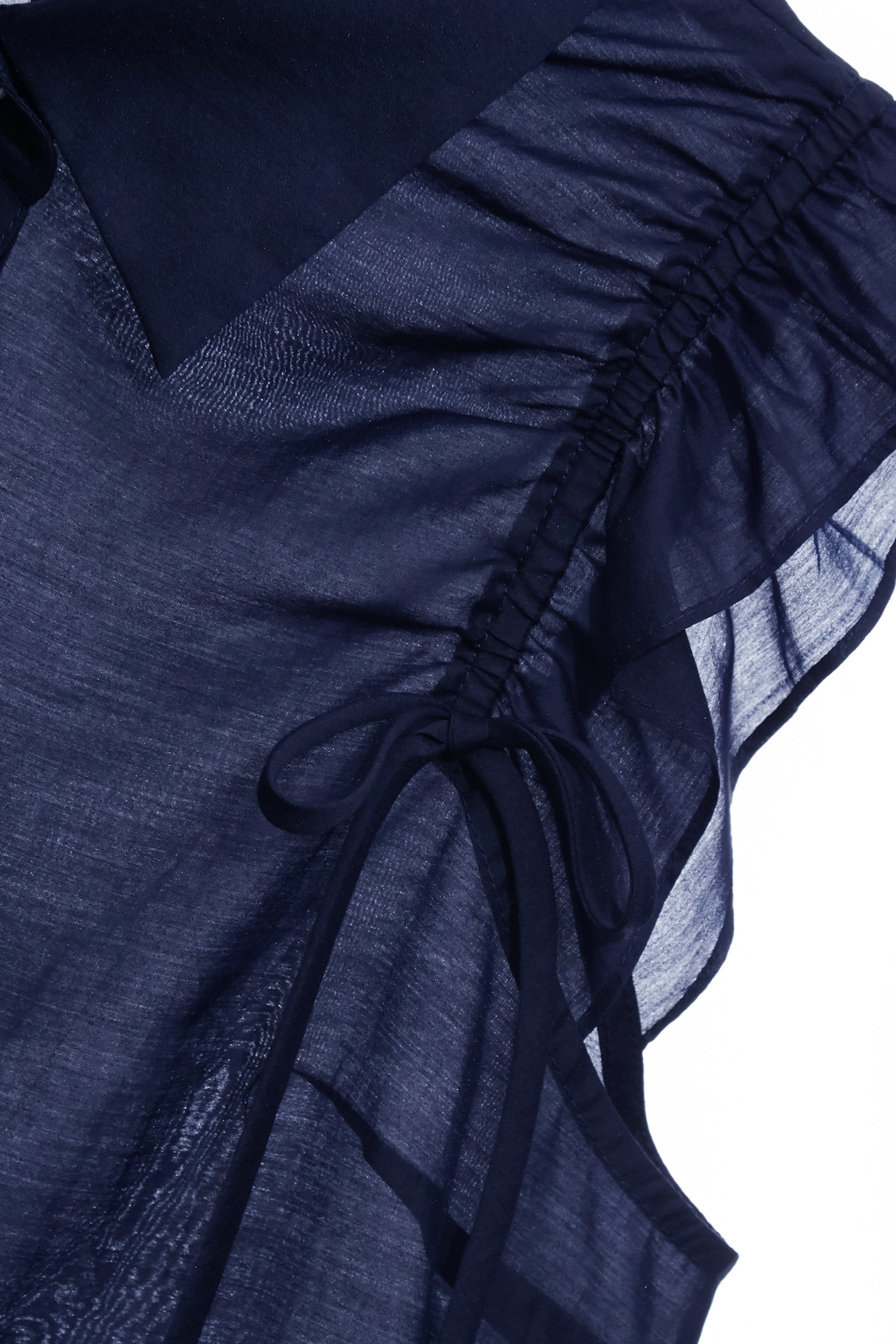 Navy Ruffle Detail VestNavy Ruffle Detail Vest,sleeveless tops,Tops,Season (SS) Look,sleeveless tops,bows,Urban Fashion