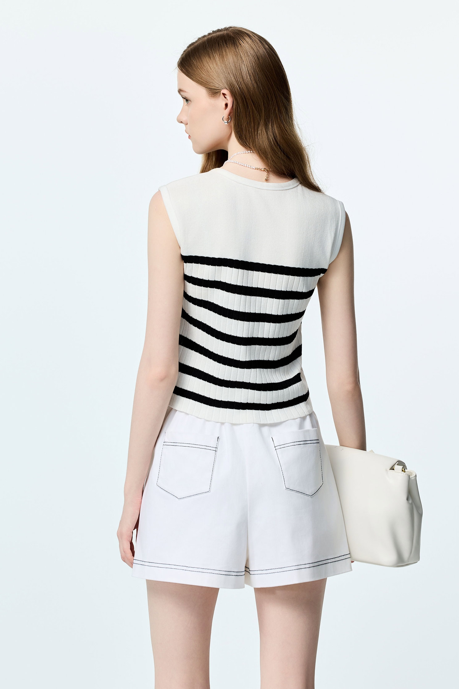 Navy Stripe Knit VestNavy Stripe Knit Vest,sleeveless tops,Tops,Season (SS) Look,Stripe,sleeveless tops,Urban Fashion,Knitted,Knitted tops