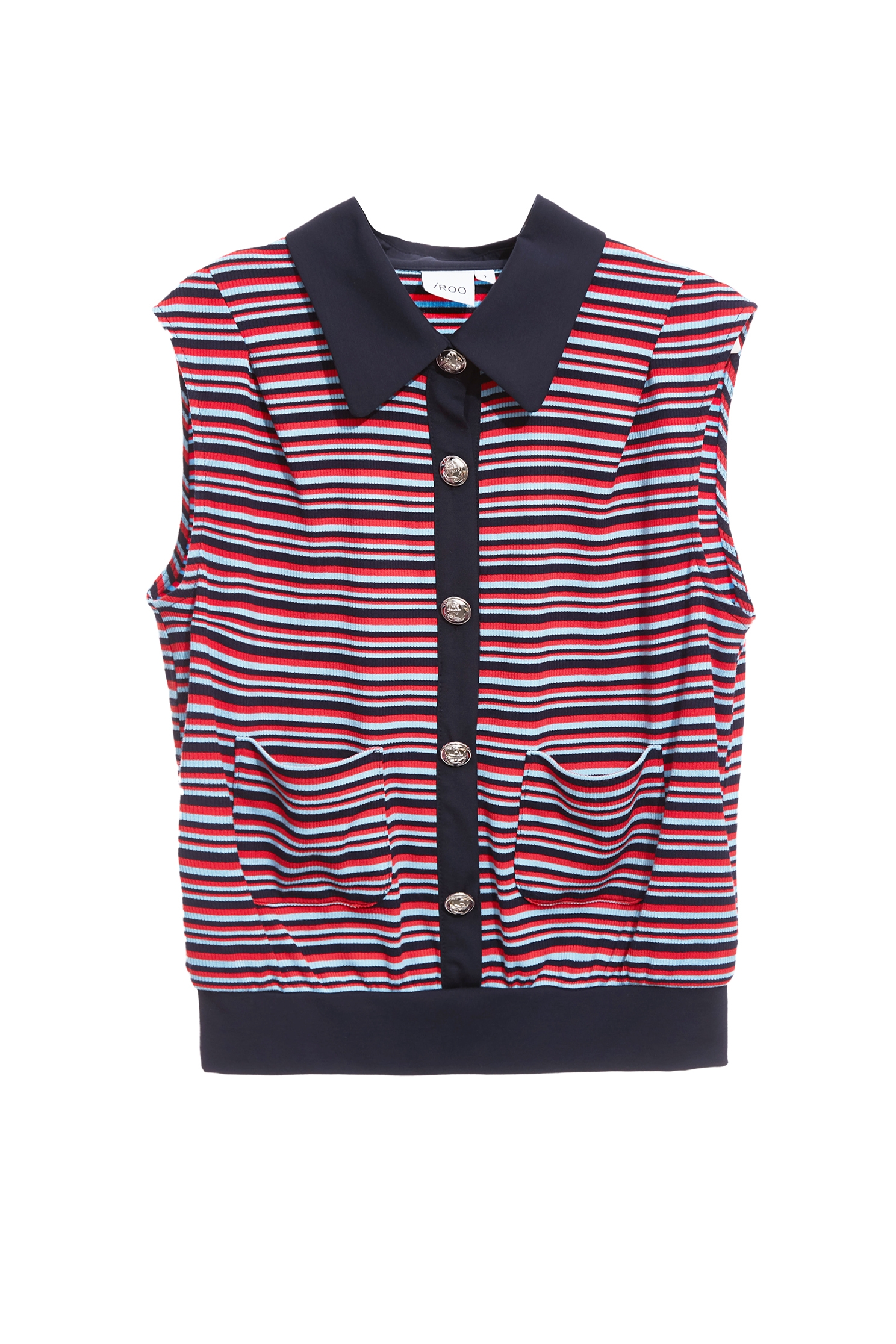 Multi Stripe Navy Contrast VestMulti Stripe Navy Contrast Vest,sleeveless tops,Tops,Season (SS) Look,sleeveless tops,Urban Fashion