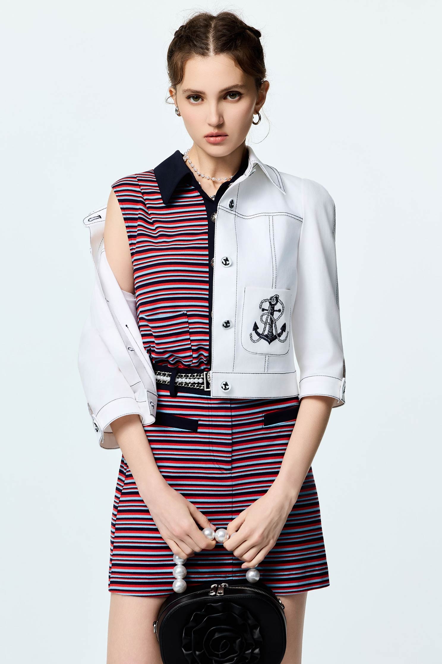 Multi Stripe Navy Contrast VestMulti Stripe Navy Contrast Vest,sleeveless tops,Tops,Season (SS) Look,sleeveless tops,Urban Fashion