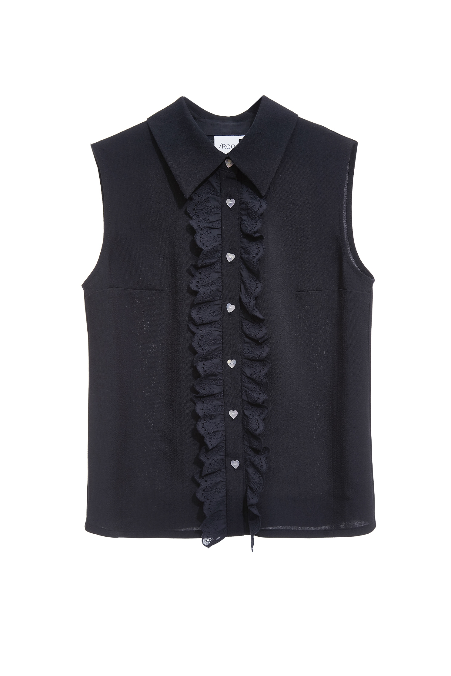 Ruffle Lace Detail Navy VestRuffle Lace Detail Navy Vest,sleeveless tops,Tops,Season (SS) Look,sleeveless tops,Lace