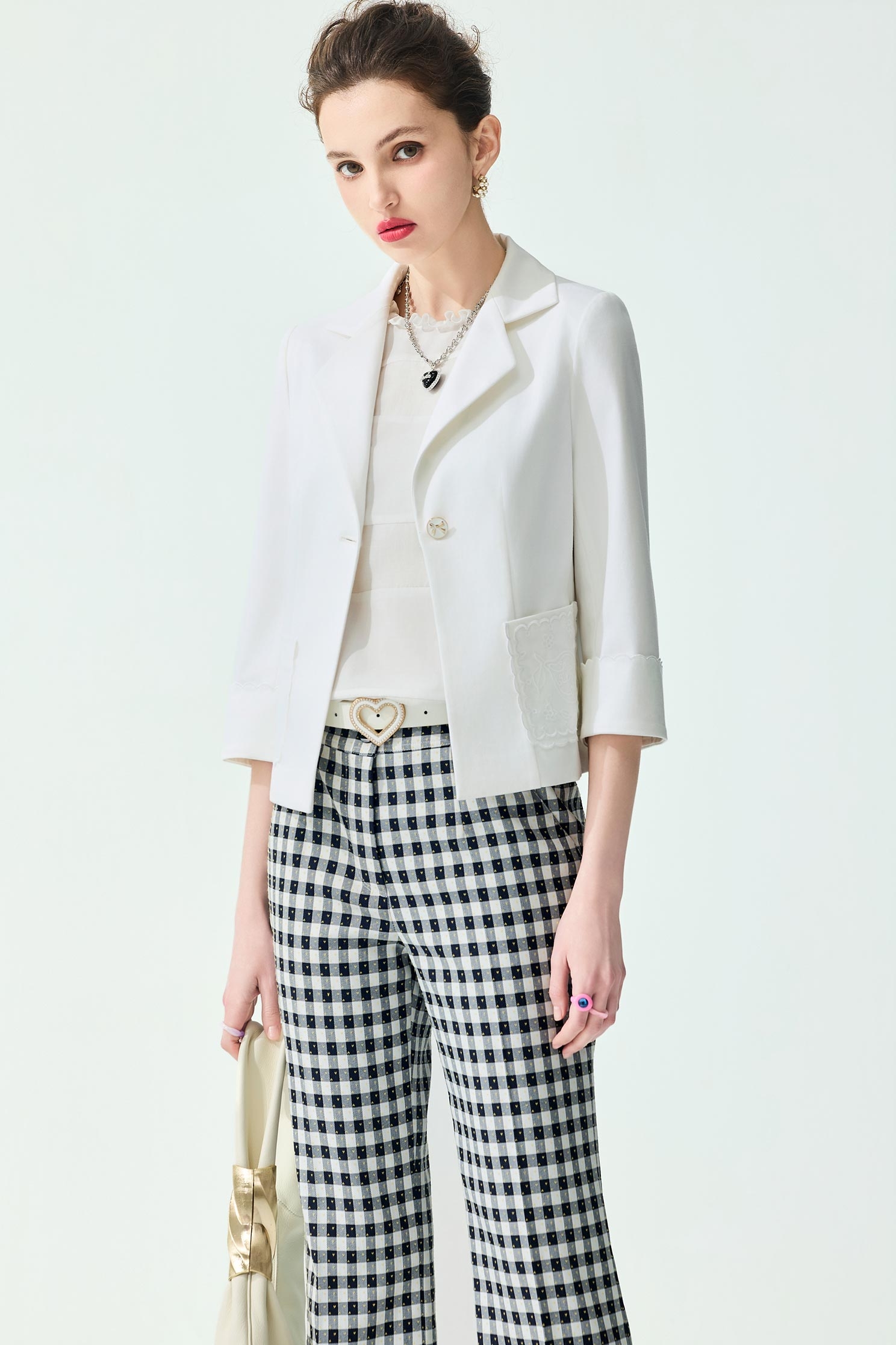 Patchwork Layered White VestPatchwork Layered White Vest,sleeveless tops,Tops,Season (SS) Look,White tops,sleeveless tops
