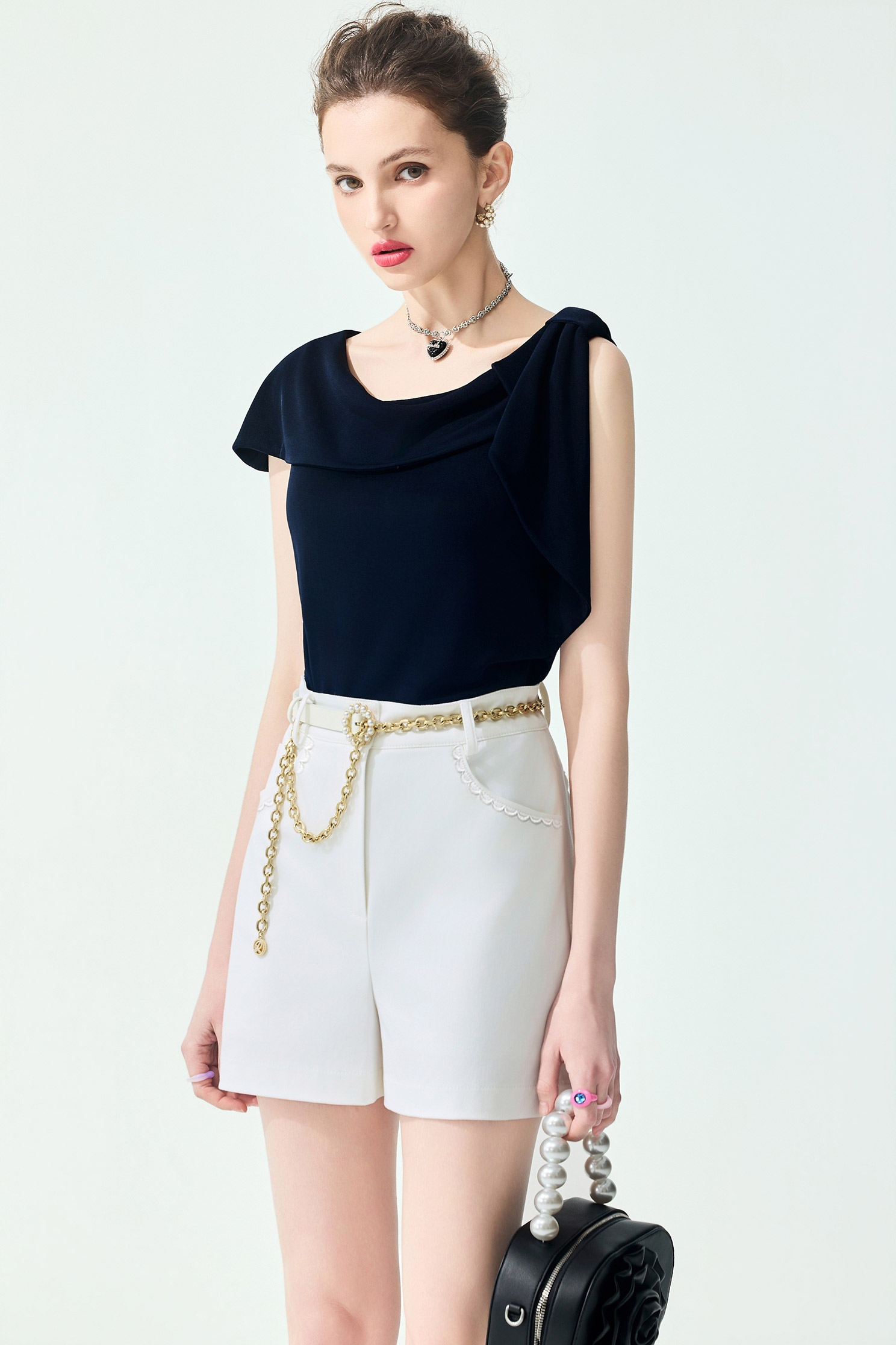 One Sided Shoulder Knot Detail TopOne Sided Shoulder Knot Detail Top,sleeveless tops,Tops,Season (SS) Look,sleeveless tops