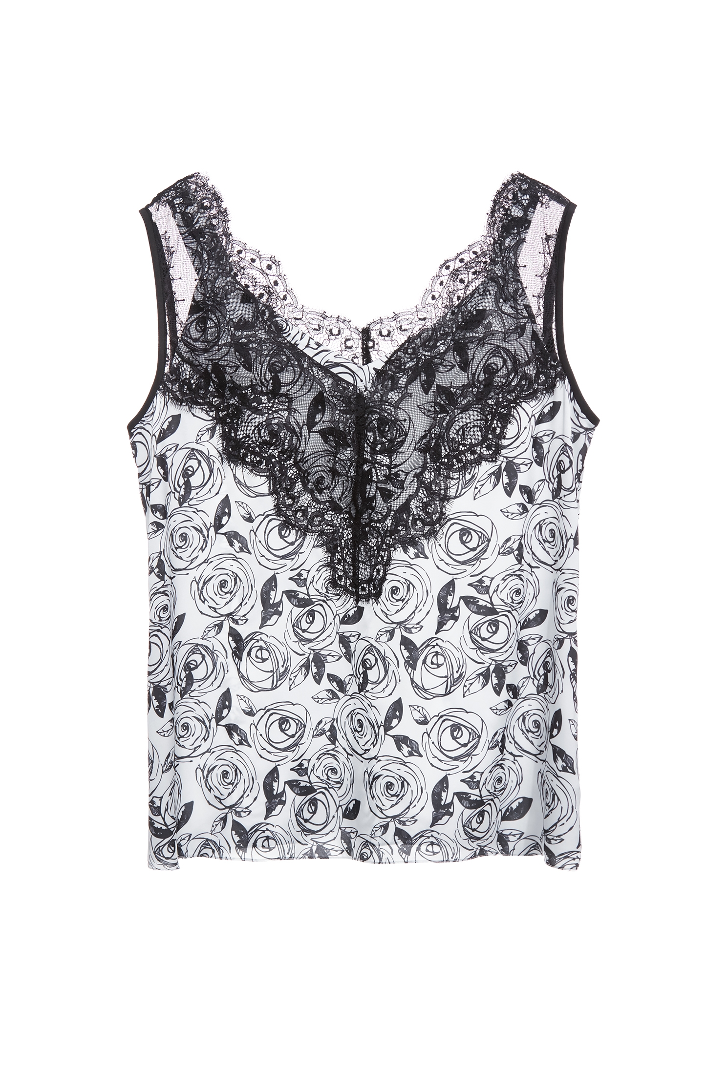 Rose Print Lace VestRose Print Lace Vest,sleeveless tops,Season (SS) Look,sleeveless tops,Lace