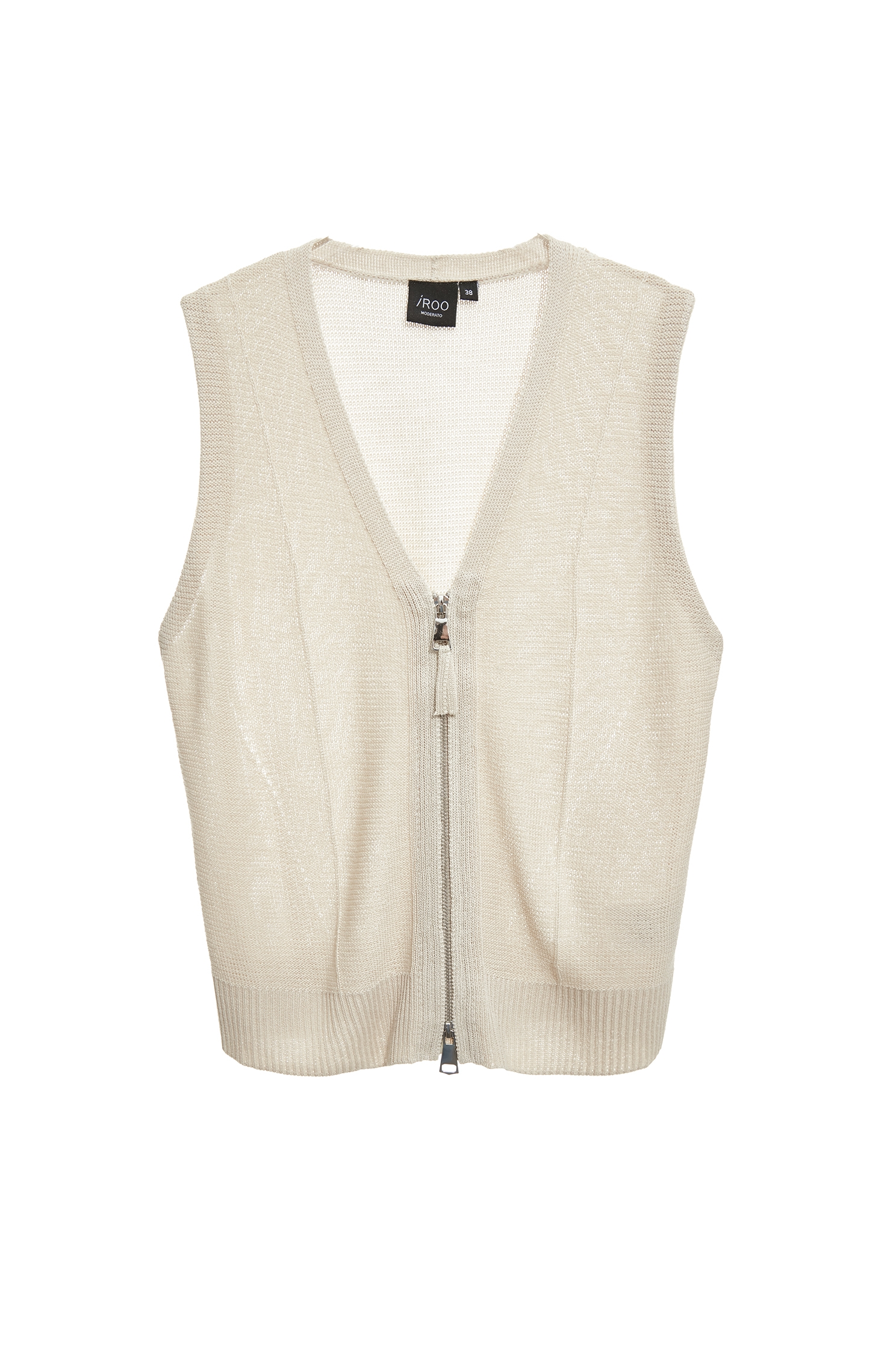 V-neck Front Zip Knit VestV-neck Front Zip Knit Vest,Jackets,sleeveless tops,Outerwear,Season (SS) Look,sleeveless tops,Knitted,Knitted tops