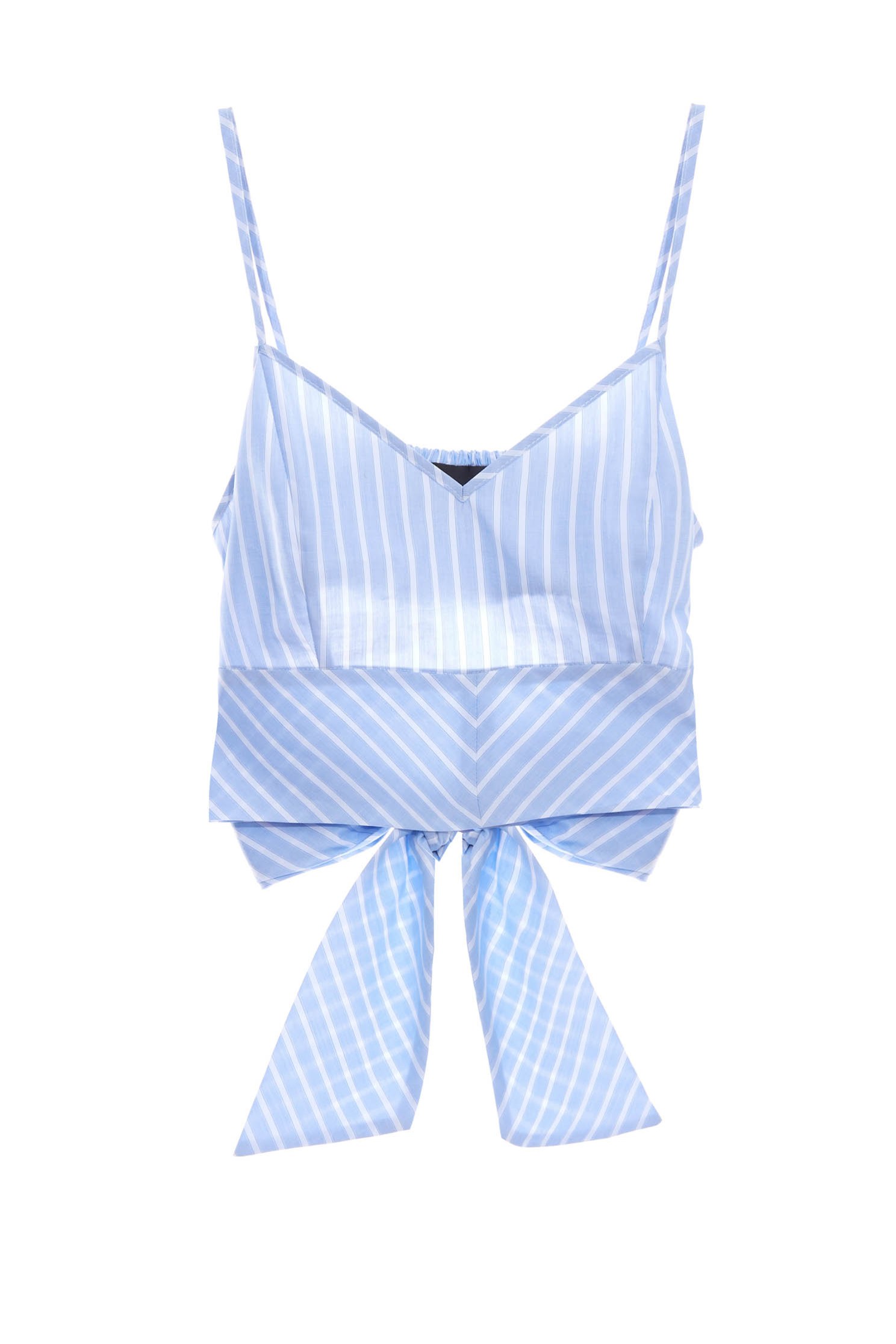 White Stripe Crop Tank TopCrop vest with bow,Queen,Season (SS) Look,Stripe,iROO LIVE,Cotton,sleeveless tops,bows