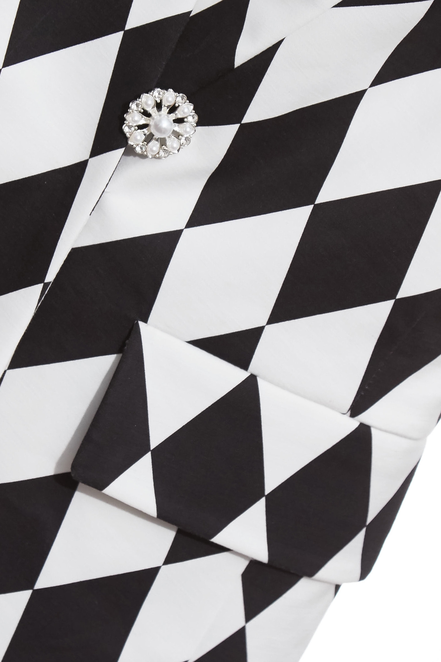 Black White Diamond Print Fitted VestBlack White Diamond Print Fitted Vest,sleeveless tops,Plaid,pearl,Season (AW) Look,sleeveless tops