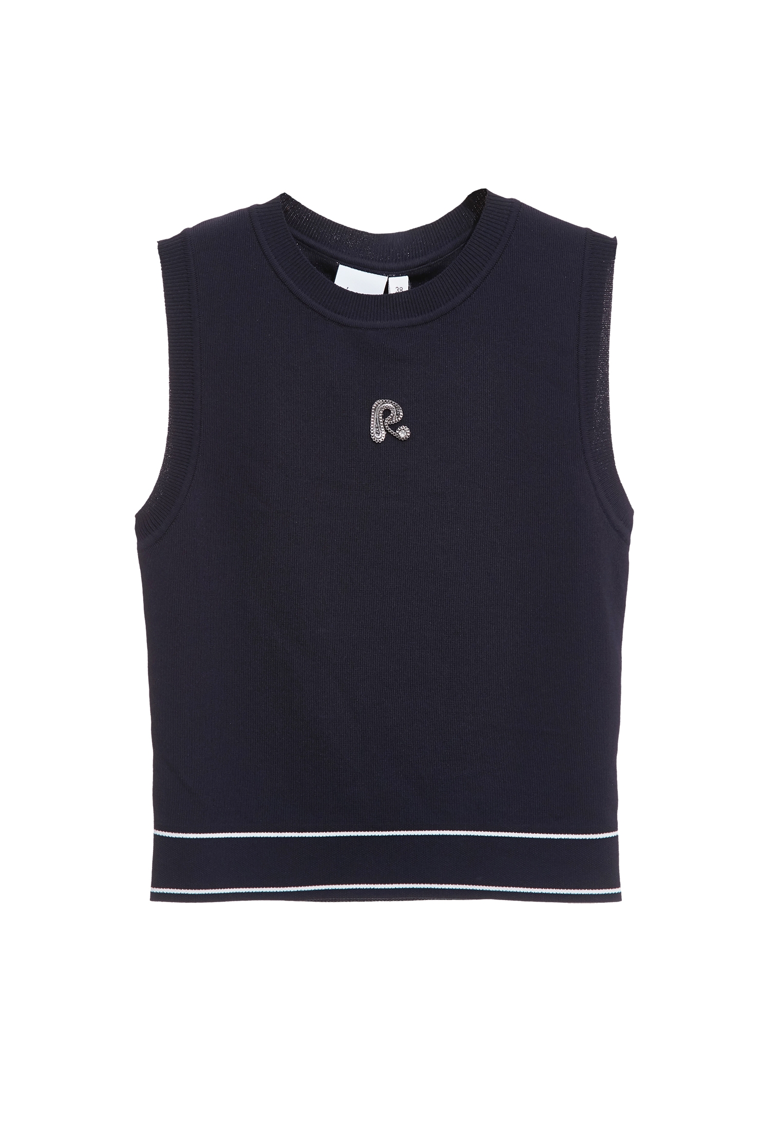 R Logo Navy Knit TopR Logo Navy Knit Top,sleeveless tops,Tops,sleeveless tops,Season (AW) Look,Valentine,sleeveless tops,upperclass,Knitted,Knitted tops,Knitted tops
