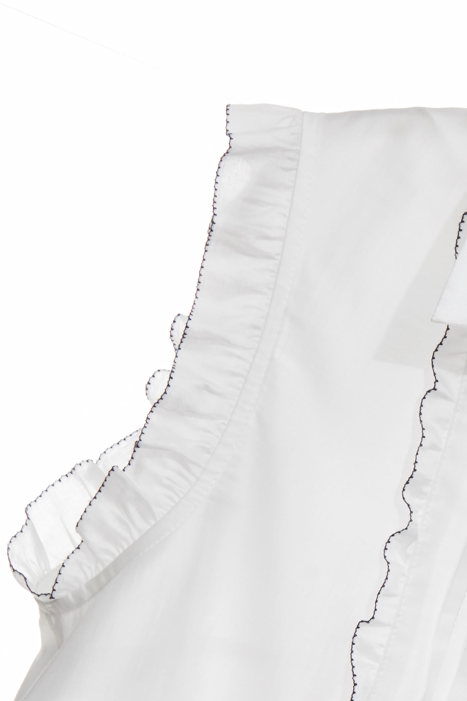 Contrast Navy Trim Ruffle VestContrast Navy Trim Ruffle Vest,sleeveless tops,Tops,Embroidered,sleeveless tops,Season (AW) Look,Valentine,sleeveless tops,upperclass