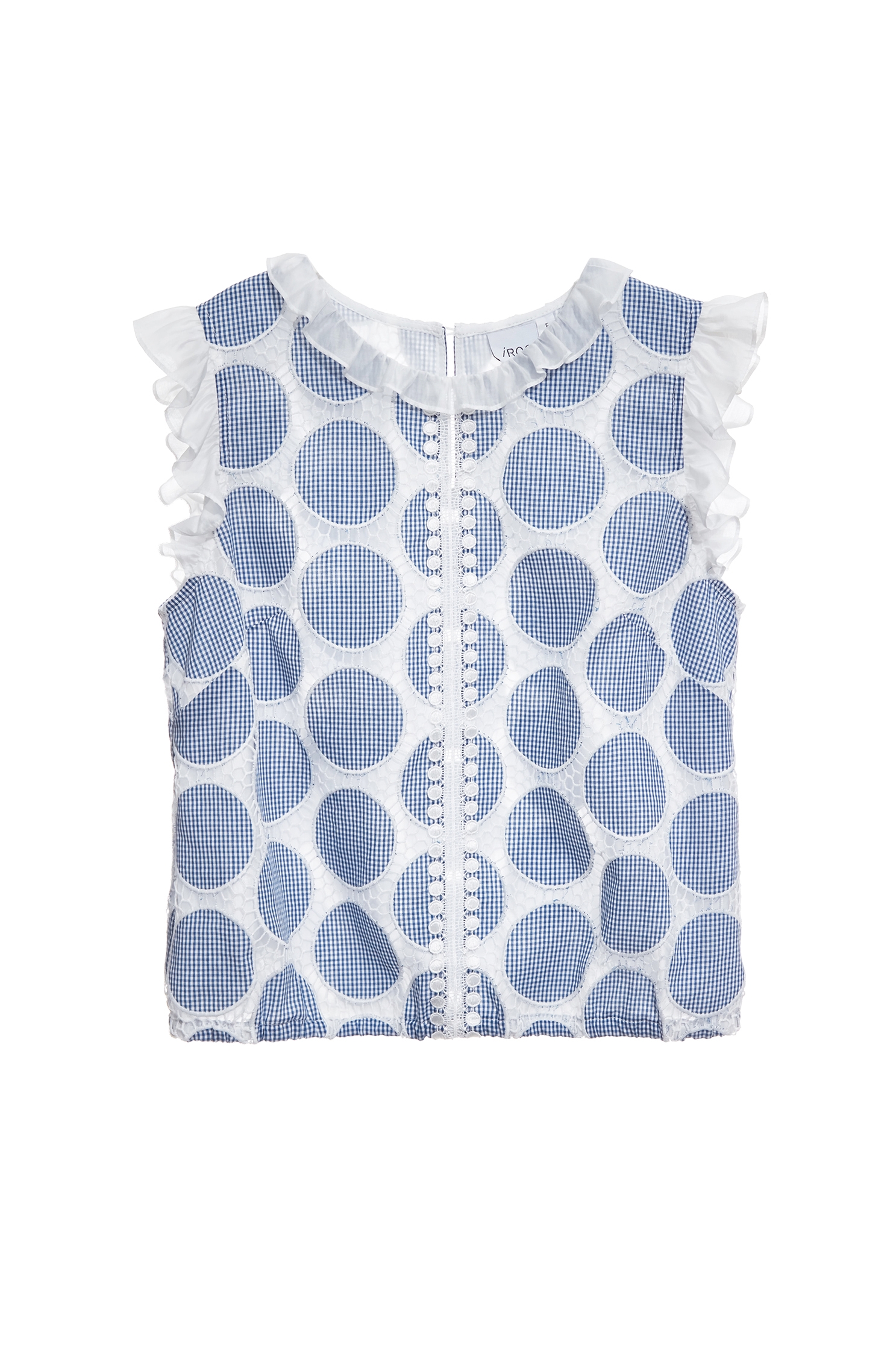 Polka Dot Embroidery Ruffle Trim VestPolka Dot Embroidery Ruffle Trim Vest,sleeveless tops,Office Looks,Tops,Embroidered,Plaid,dotcollection,sleeveless tops,pearl,Season (AW) Look,Valentine,Embroidered tops,sleeveless tops,Lace,upperclass