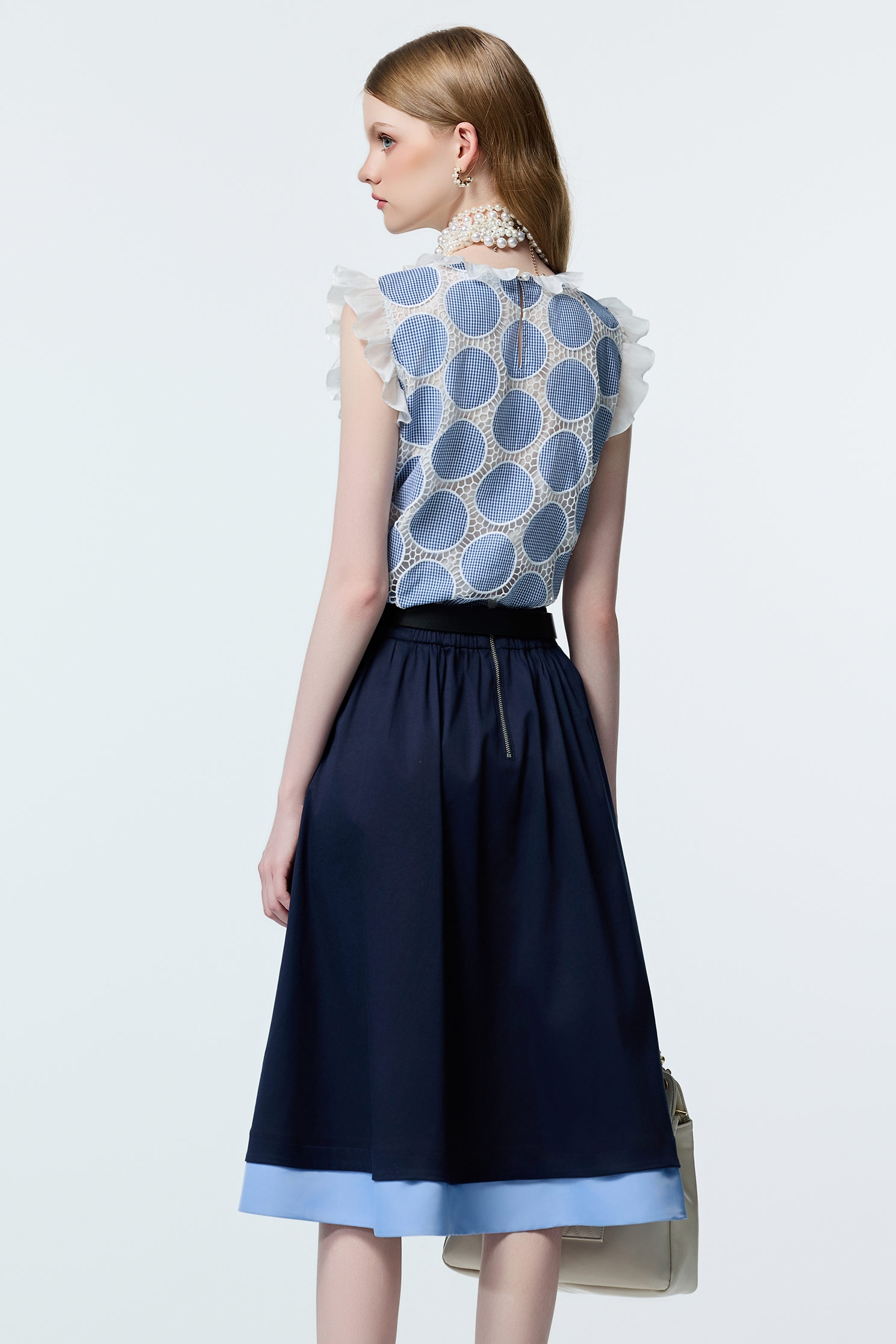 Polka Dot Embroidery Ruffle Trim VestPolka Dot Embroidery Ruffle Trim Vest,sleeveless tops,Office Looks,Tops,Embroidered,Plaid,dotcollection,sleeveless tops,pearl,Season (AW) Look,Valentine,Embroidered tops,sleeveless tops,Lace,upperclass