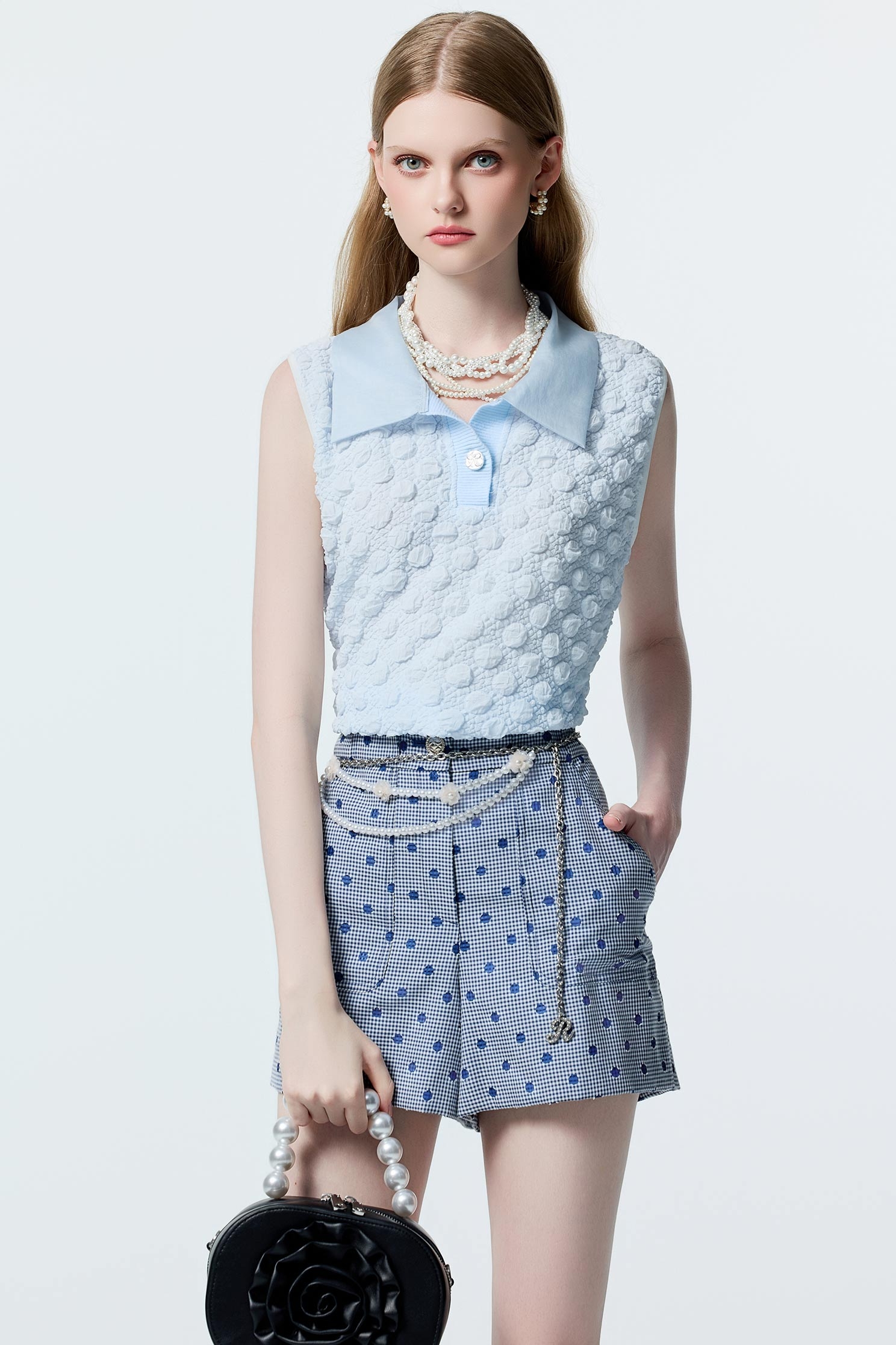 3-D Dotted Collar Vest3-D Dotted Collar Vest,sleeveless tops,Tops,dotcollection,sleeveless tops,Season (AW) Look,Valentine,sleeveless tops