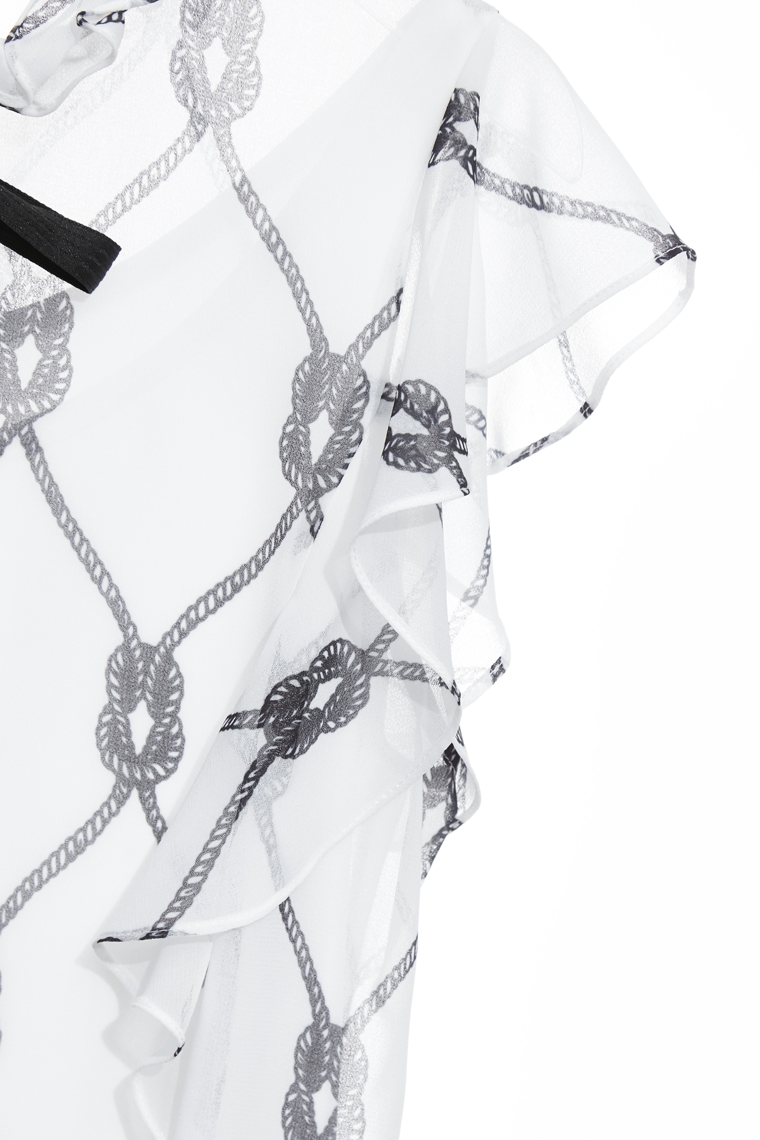French Rope Graphic Print Ruffle Detail VestFrench Rope Graphic Print Ruffle Detail Vest,sleeveless tops,Under shirts,Season (SS) Look,sleeveless tops,bows,Chiffon