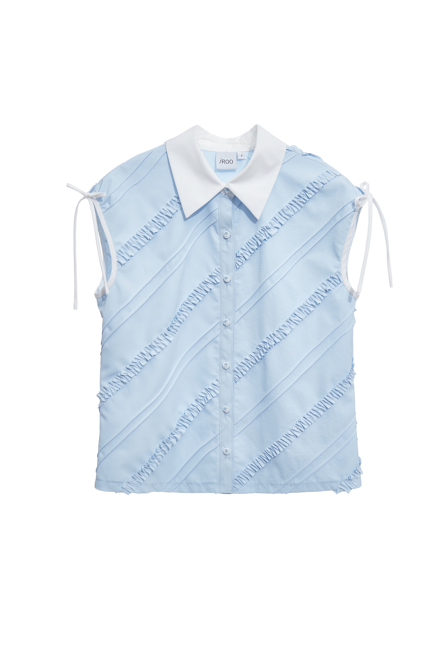 Pleated Ruffle Detail Button Front Vest,sleeveless tops,Tops,Season (SS) Look,sleeveless tops