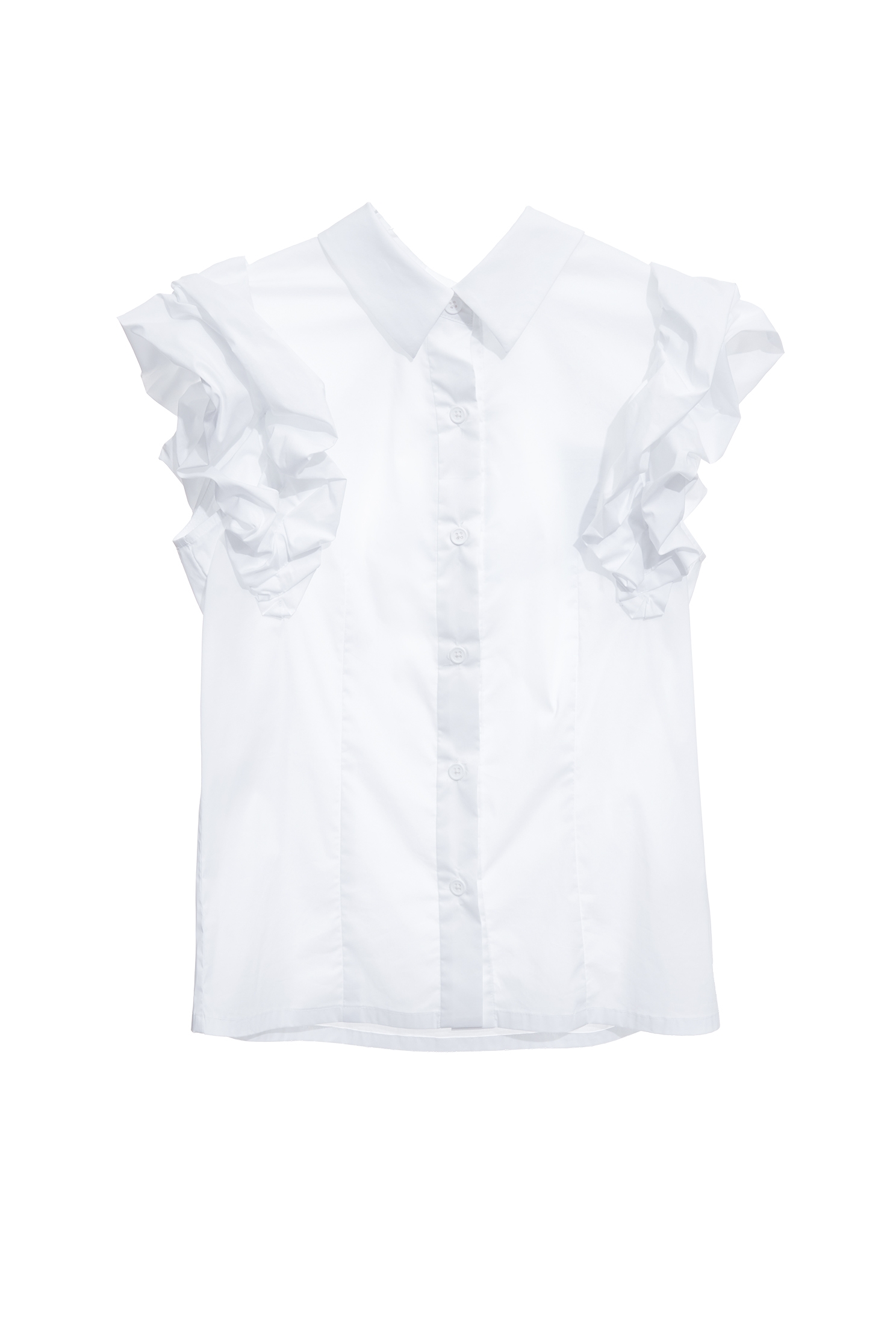 Ruffle Detail Button Front VestRuffle Detail Button Front Vest,sleeveless tops,Tops,Season (SS) Look,White tops,sleeveless tops