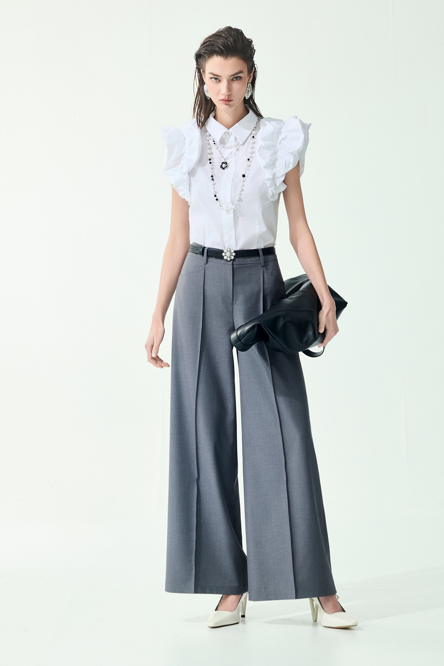 Ruffle Detail Button Front VestRuffle Detail Button Front Vest,sleeveless tops,Tops,Season (SS) Look,White tops,sleeveless tops