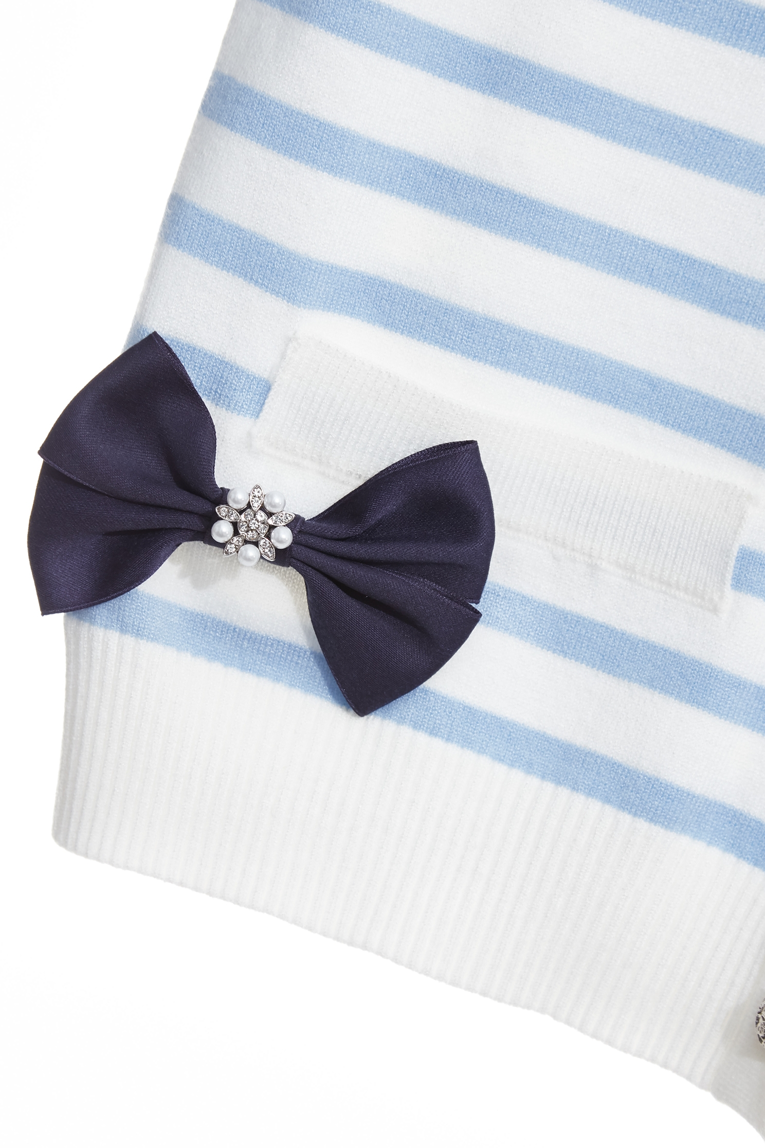 Bow Applique Stripe Knit Vest,sleeveless tops,Tops,Season (SS) Look,sleeveless tops,bows,Knitted,Knitted tops