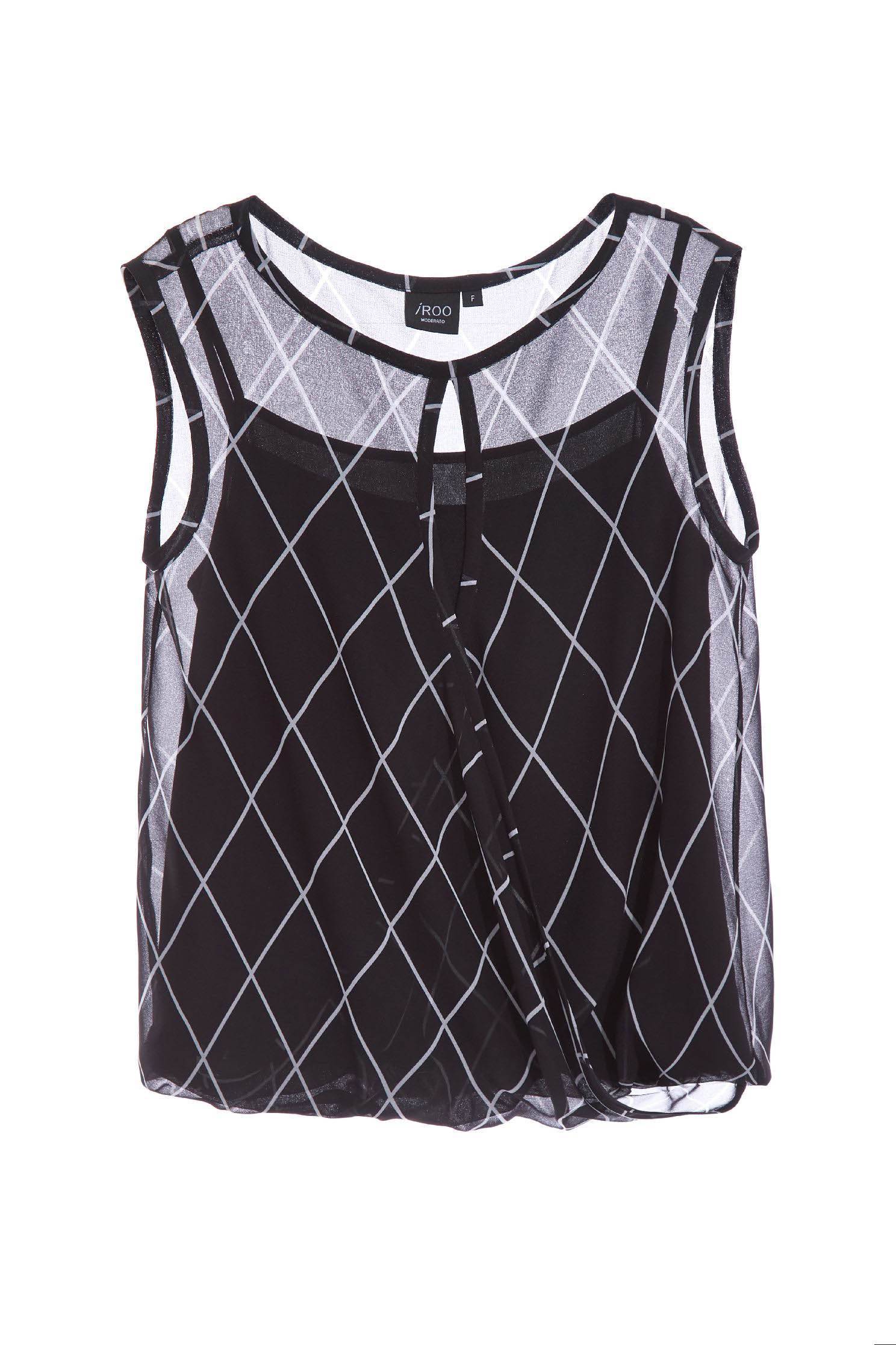 Large Diamond Pattern Chiffon VestCheck chiffon top,sleeveless tops,Tops,Round neck tops,Season (SS) Look,Plaid,mothergift,relaxrestrictions,Chiffon