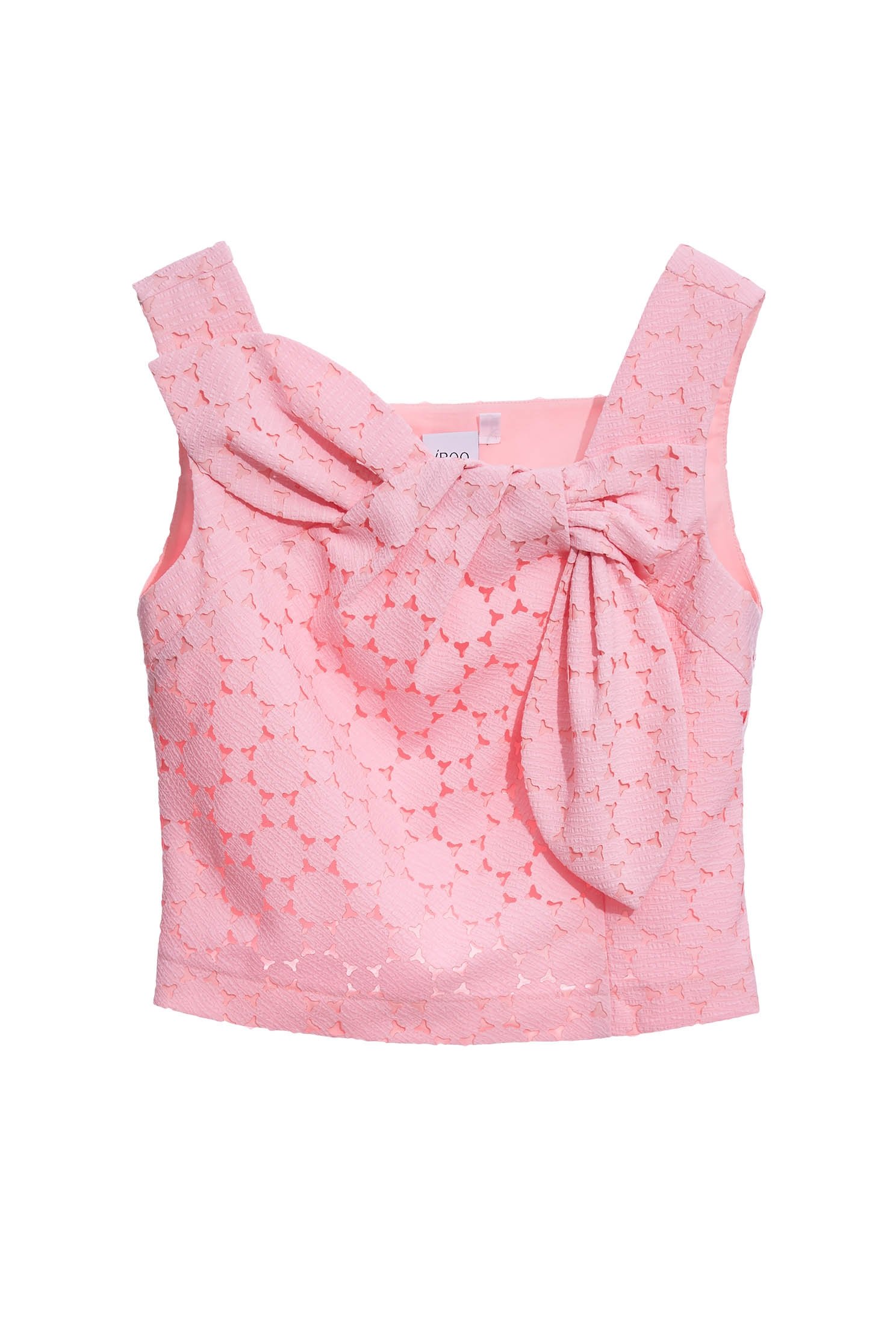 Cut-Out Lace Pink Crop VestSleeveless top with cutwork embroidery,sleeveless tops,Tops,Season (SS) Look,sleeveless tops,sleeveless tops