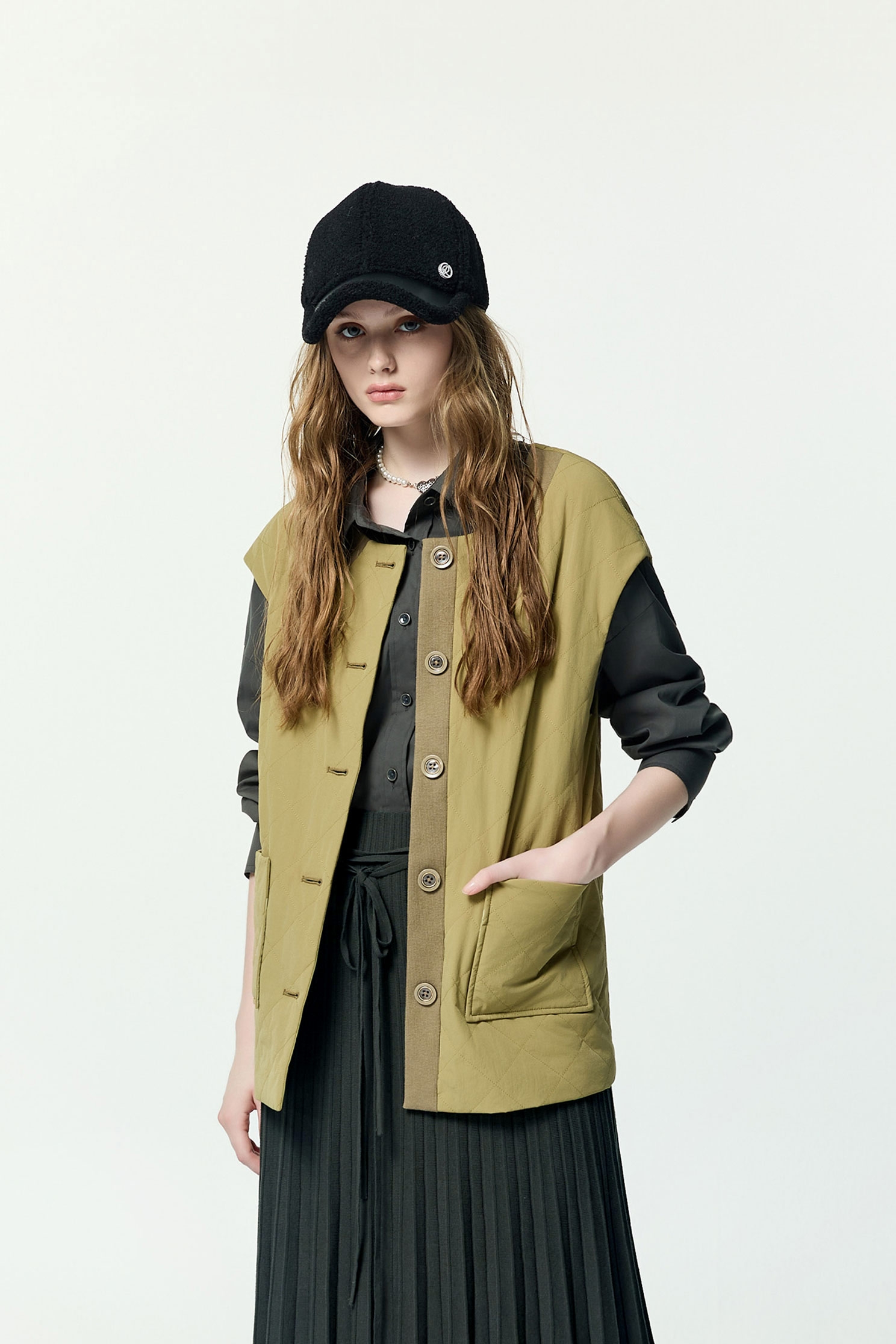 Quilted Patch Pocket VestQuilted Patch Pocket Vest,sleeveless tops,Outerwear,Season (AW) Look,sleeveless tops,waistcoat