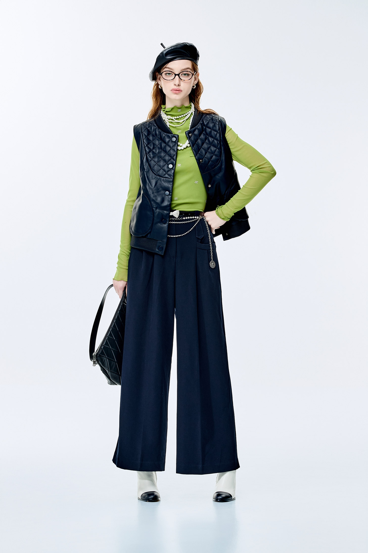 Front Button Navy Leather VestFront Button Navy Leather Vest,sleeveless tops,Outerwear,sleeveless tops,Leather,Season (AW) Look,sleeveless tops