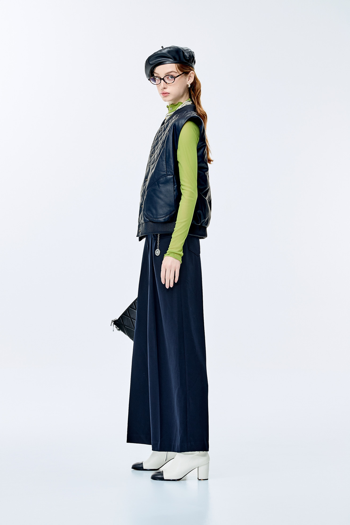 Front Button Navy Leather VestFront Button Navy Leather Vest,sleeveless tops,Outerwear,sleeveless tops,Leather,Season (AW) Look,sleeveless tops