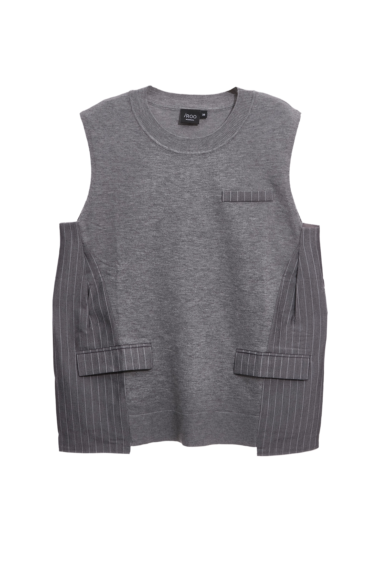 Grey Patchwork Detail Knit VestGrey Patchwork Detail Knit Vest,sleeveless tops,Tops,Stripe,Season (AW) Look,sleeveless tops,Knitted,Knitted tops