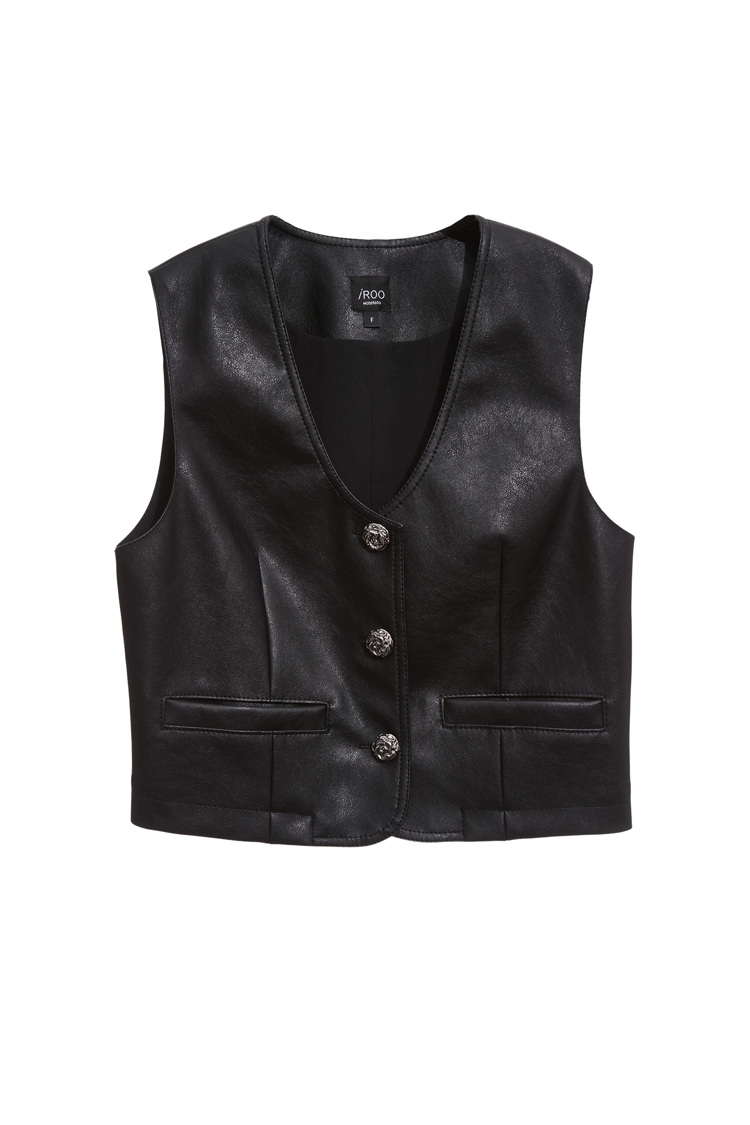 V-neck PU VestV-neck PU Vest,sleeveless tops,Leather,Season (AW) Look,sleeveless tops,Black tops