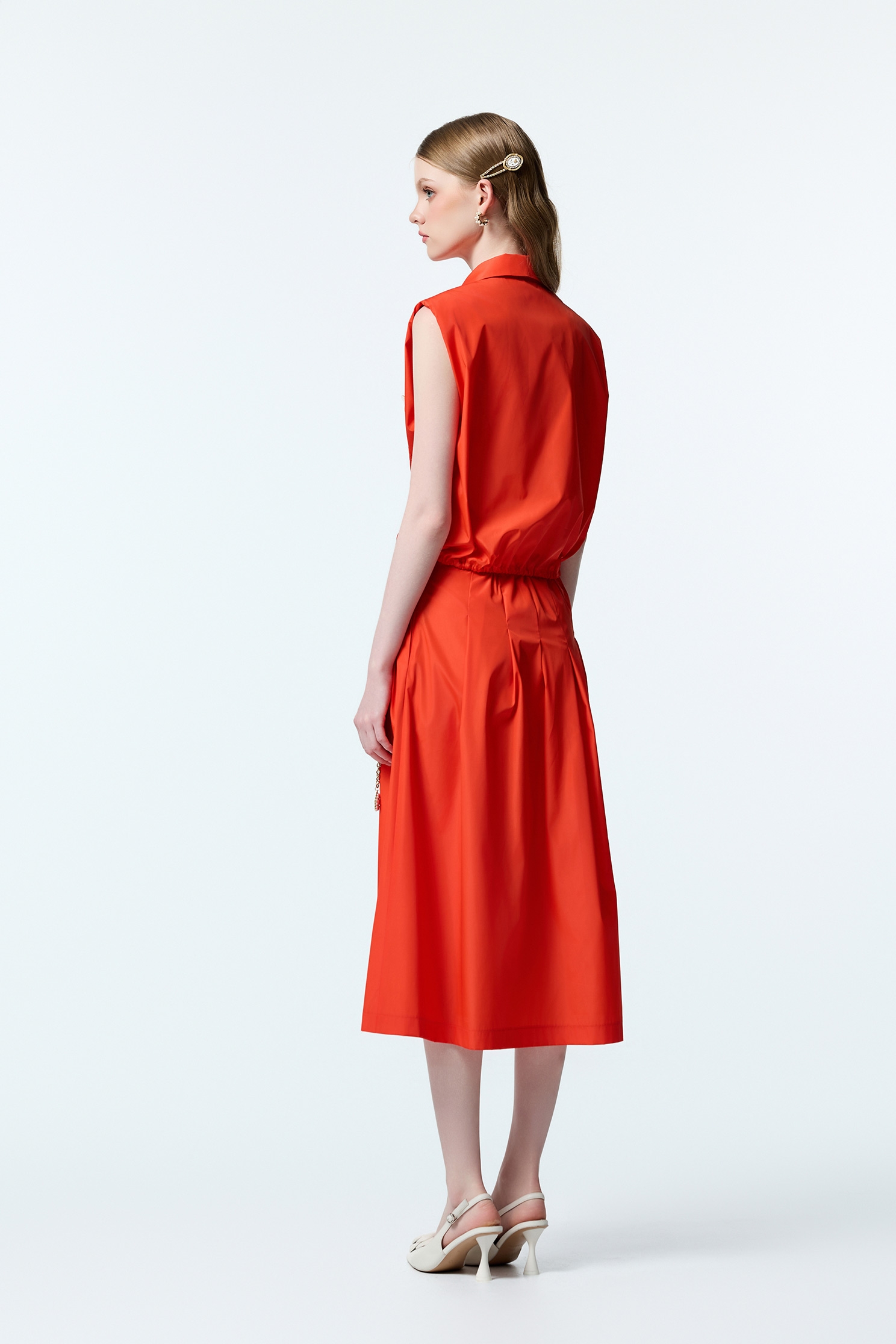 Reddish Orange Drawstring VestReddish Orange Drawstring Vest,sleeveless tops,Tops,Season (AW) Look,sleeveless tops