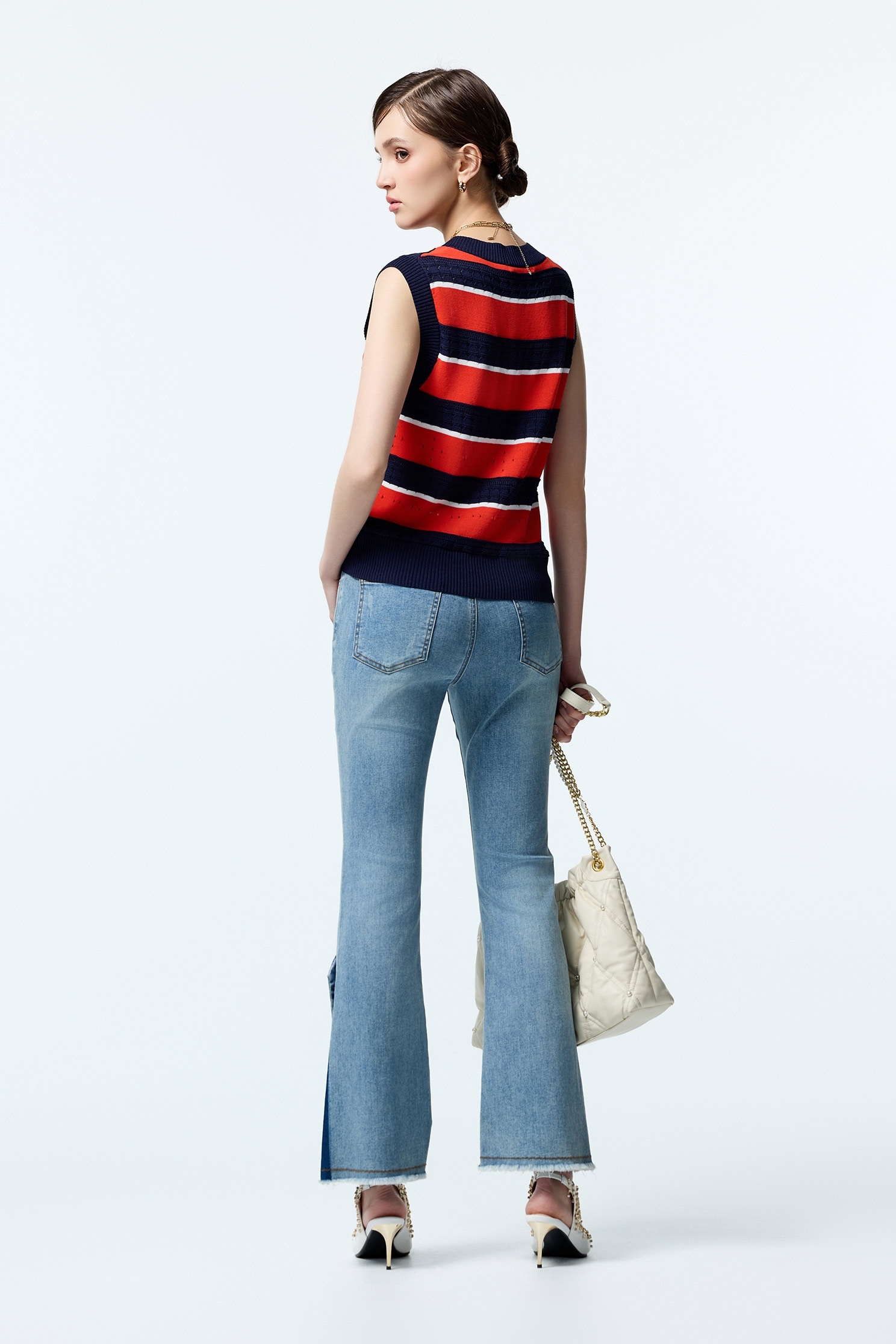 V-neck Contrast Colour Knit VestV-neck Contrast Colour Knit Vest,sleeveless tops,Tops,Season (AW) Look,sleeveless tops,Knitted,Knitted tops