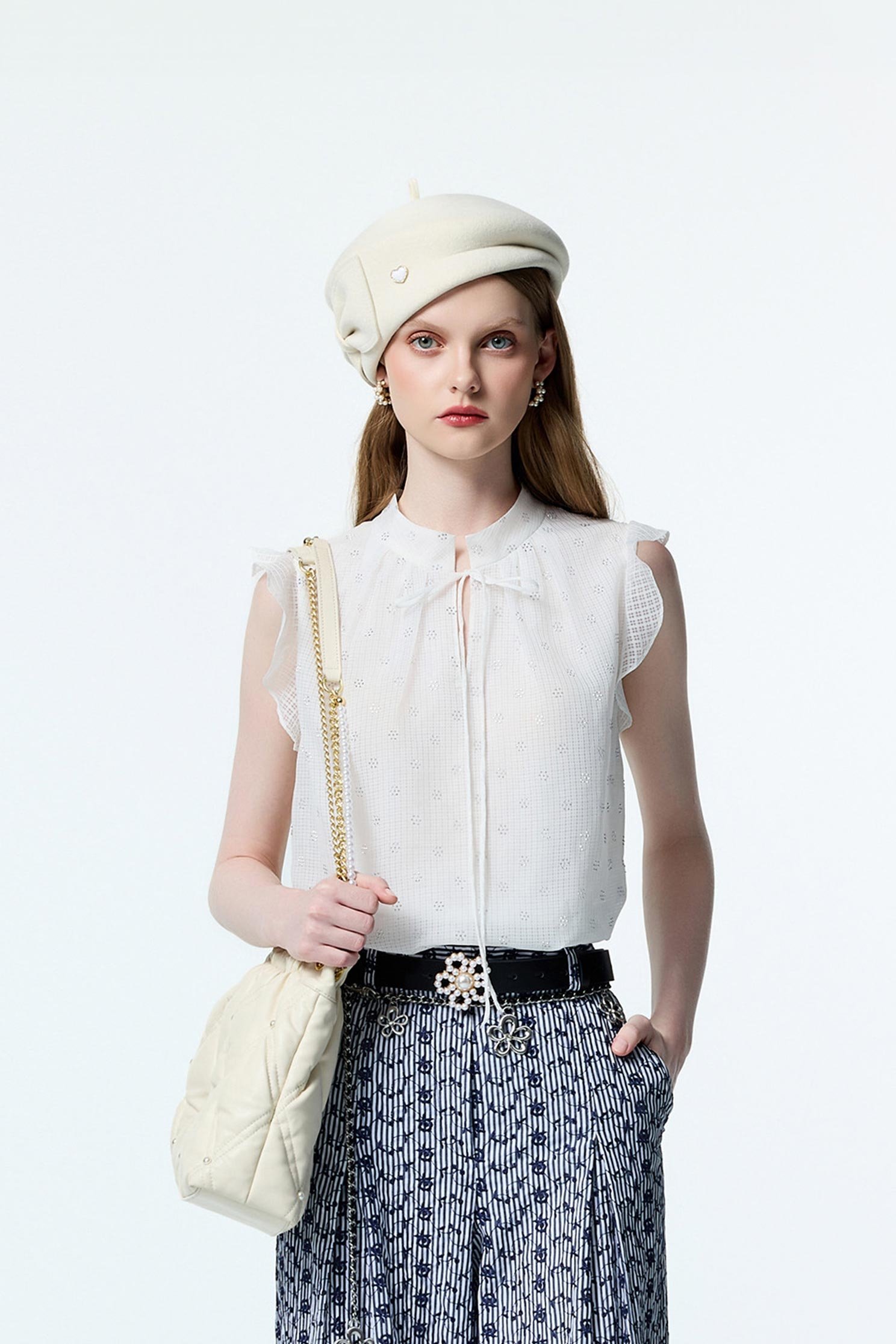 Iron-on Sequin Ruffle Detail VestIron-on Sequin Ruffle Detail Vest,sleeveless tops,Tops,White tops,Season (AW) Look,sleeveless tops