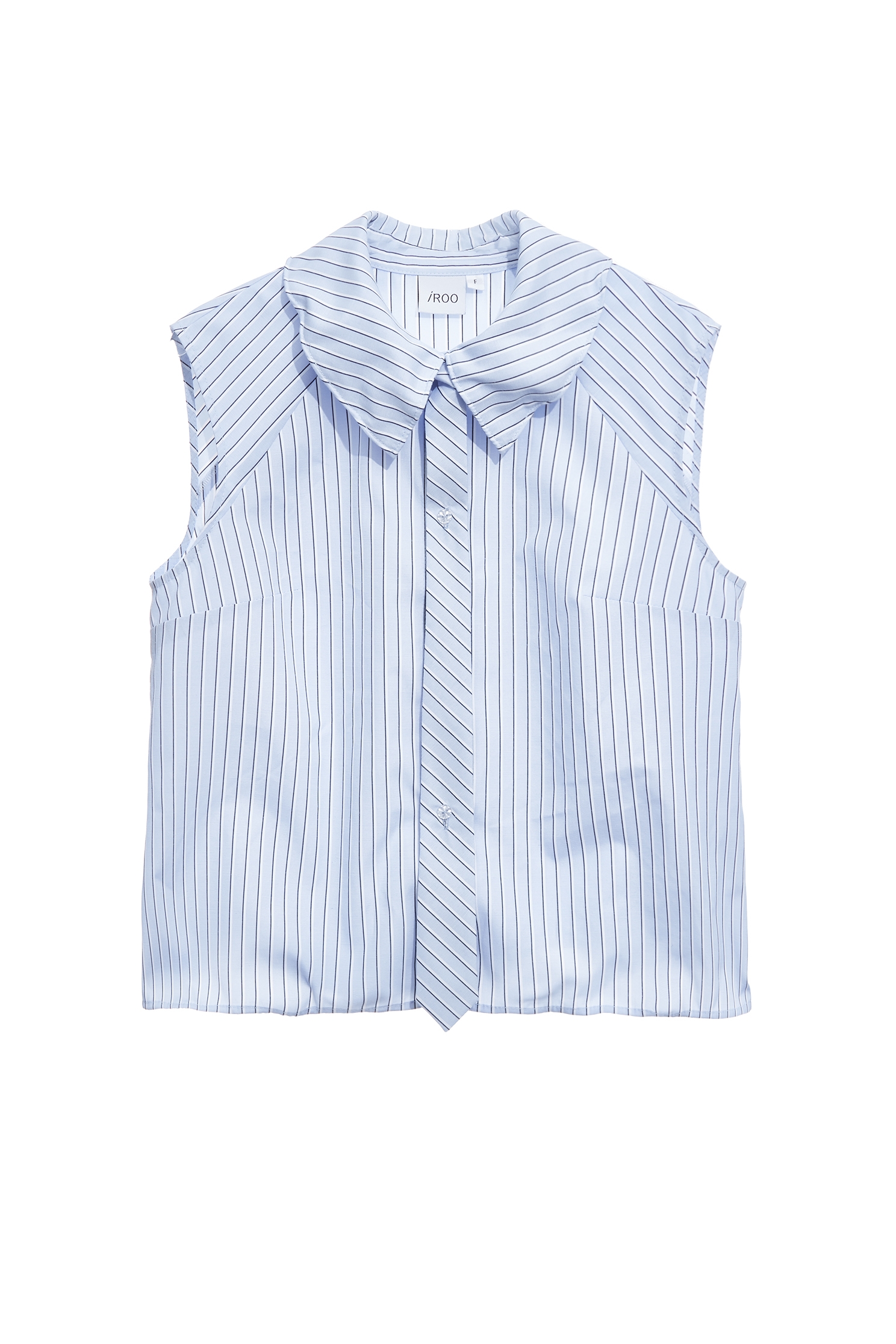 Ice Blue Stripe Neck Tie Style VestIce Blue Stripe Neck Tie Style Vest,sleeveless tops,Tops,Season (AW) Look,sleeveless tops