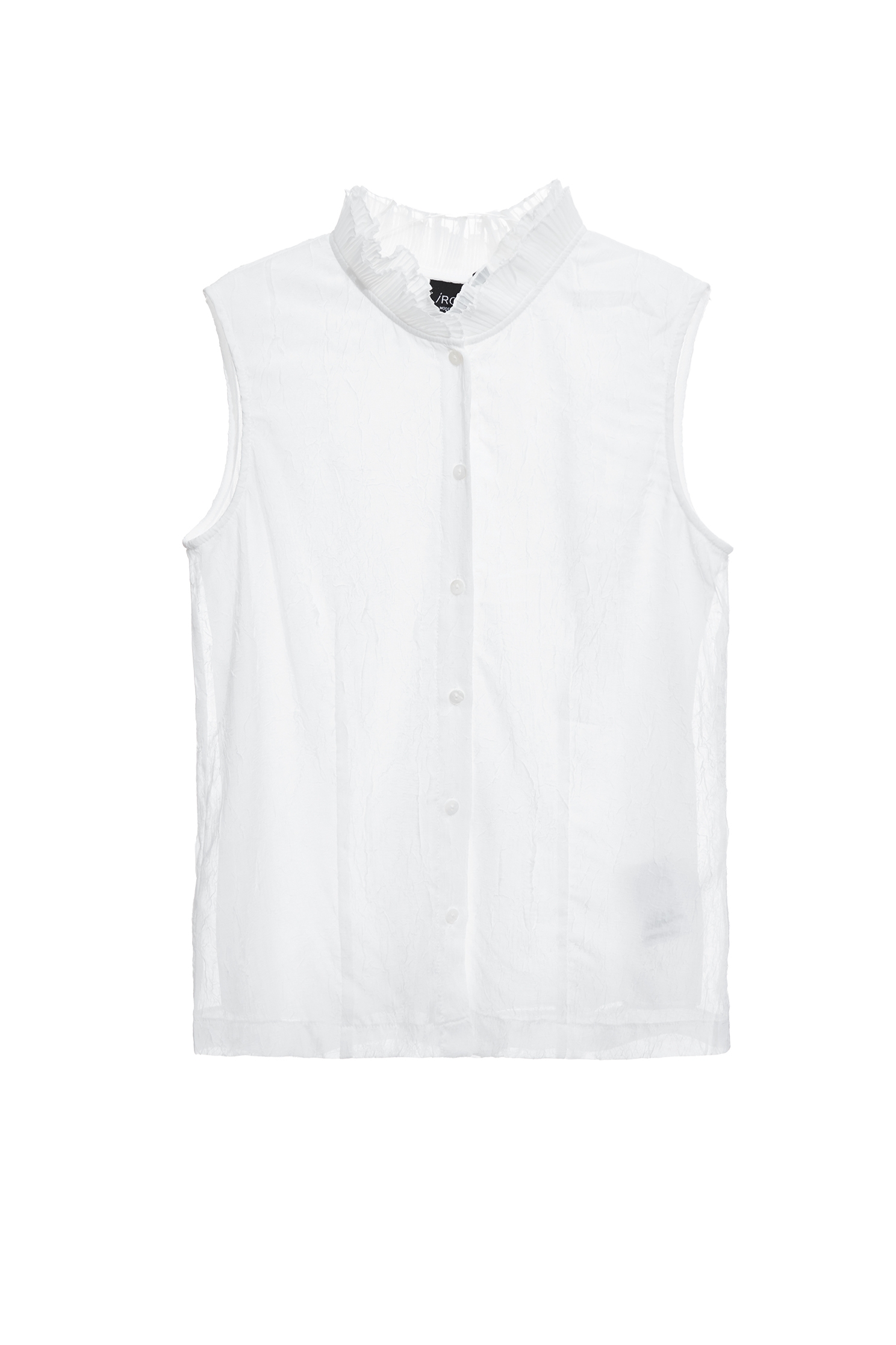 Pleated Ruffle Collar White VestPleated Ruffle Collar White Vest,sleeveless tops,White tops,Season (AW) Look,sleeveless tops,Chiffon