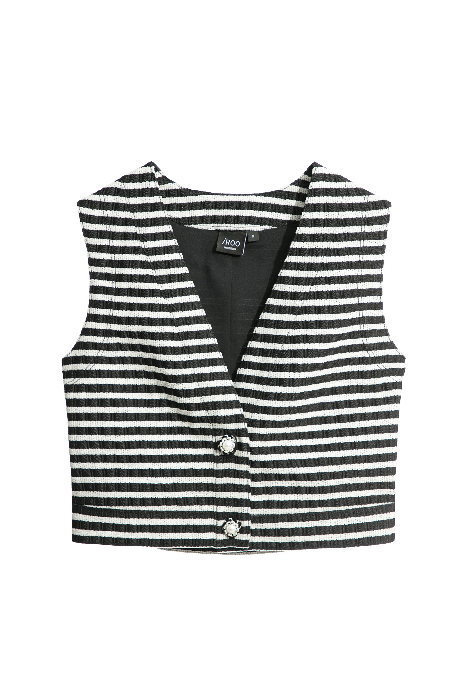 Black White Stripe Crop VestBlack White Stripe Crop Vest,sleeveless tops,Season (SS) Look,Stripe,pearl