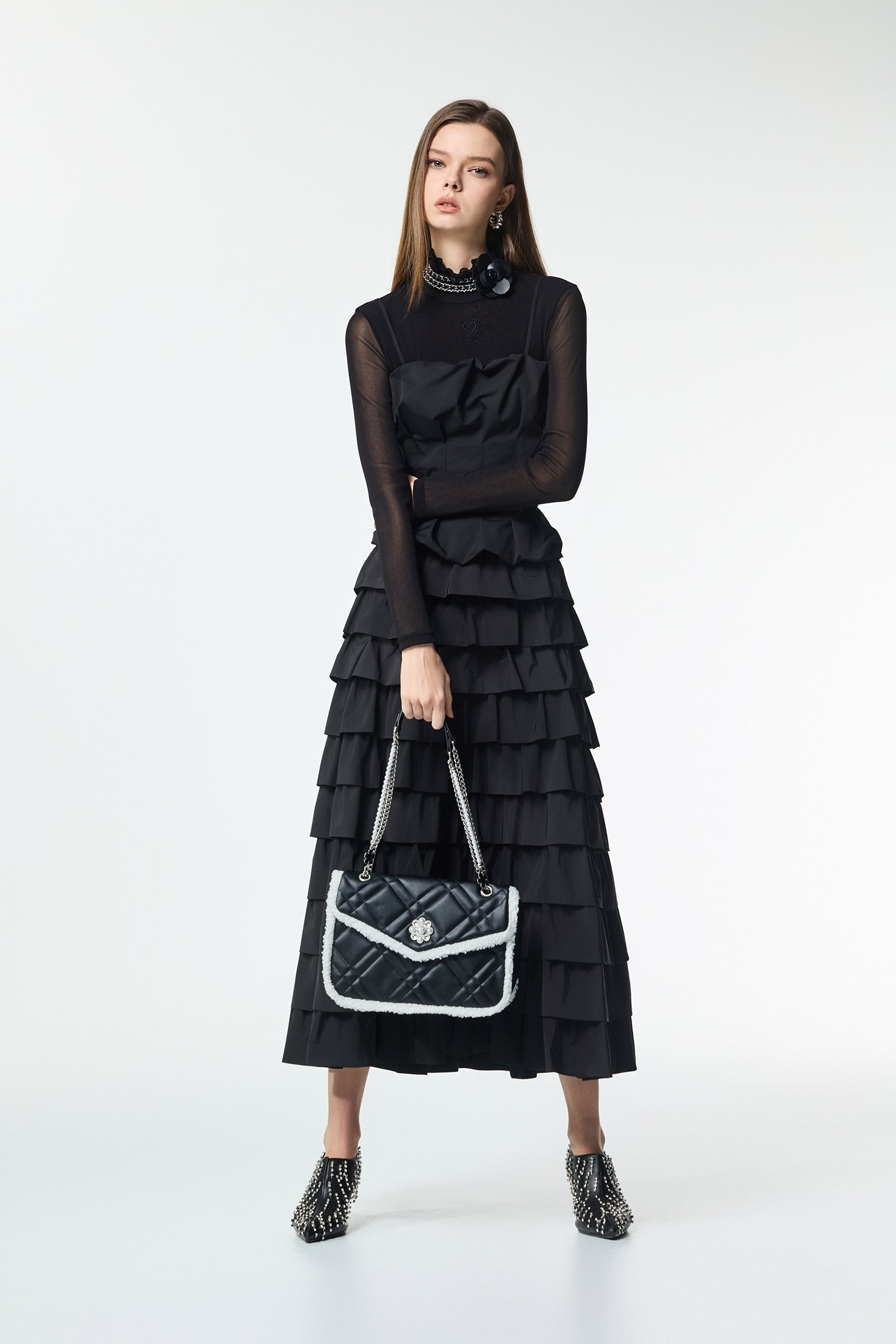 Pintucks Detail Two Piece TopPintucks Detail Two Piece Top,sleeveless tops,Office Looks,Tops,bestselling,Season (AW) Look,Valentine,Thin straps,Embroidered