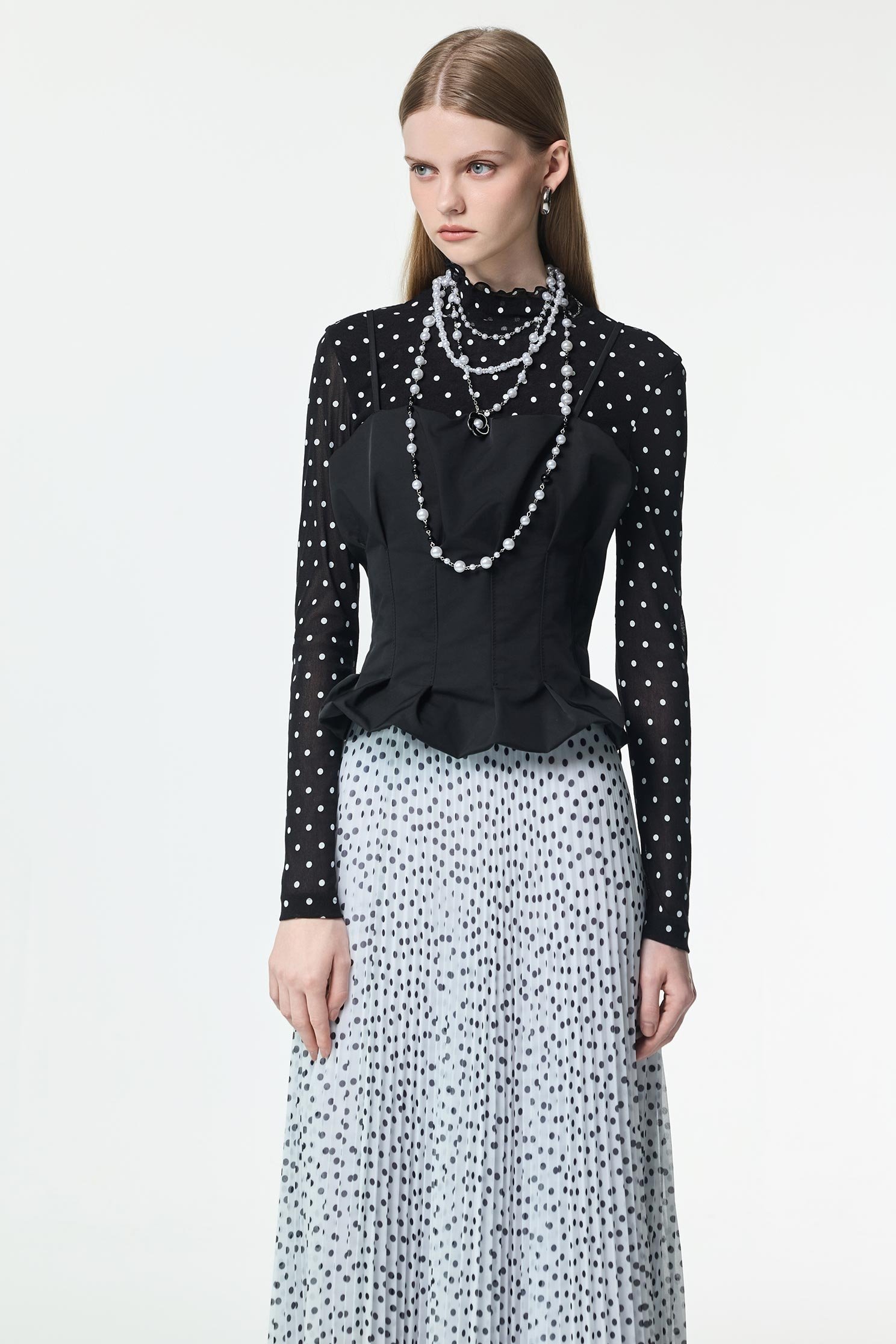 Pintucks Detail Two Piece TopPintucks Detail Two Piece Top,sleeveless tops,Office Looks,Tops,bestselling,Season (AW) Look,Valentine,Thin straps,Embroidered