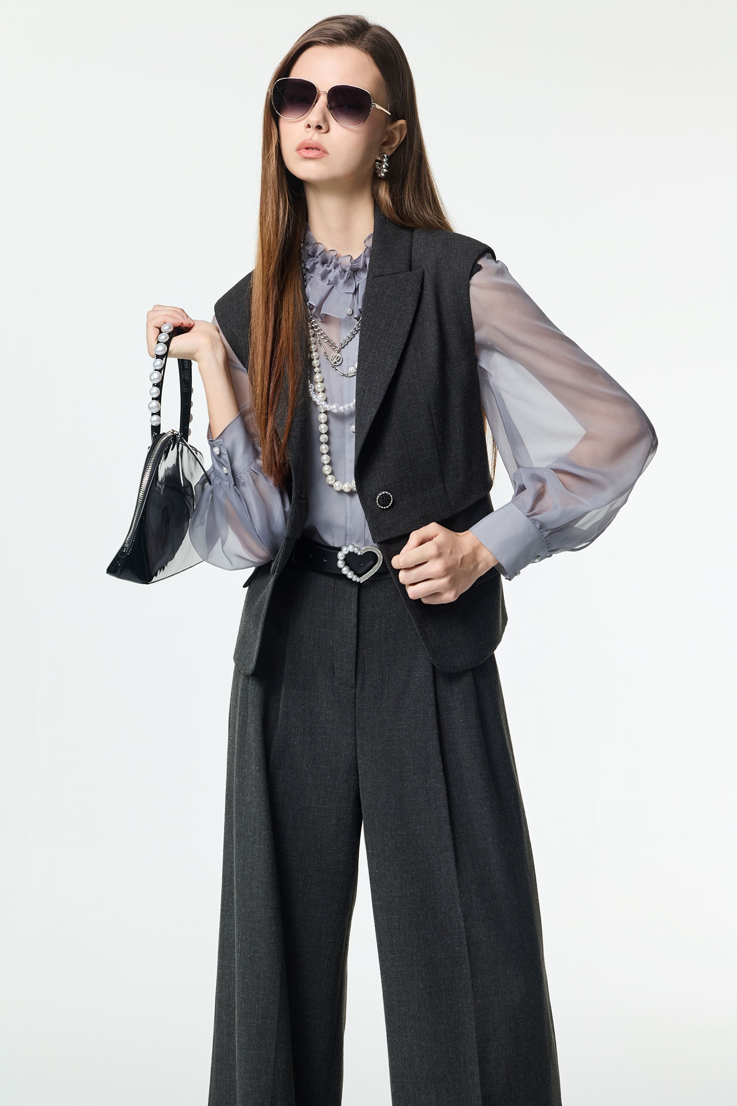 Dark Grey Stylish Suit VestDark Grey Stylish Suit Vest,sleeveless tops,Office Looks,bestselling,co-ord sets,Season (AW) Look,sleeveless tops