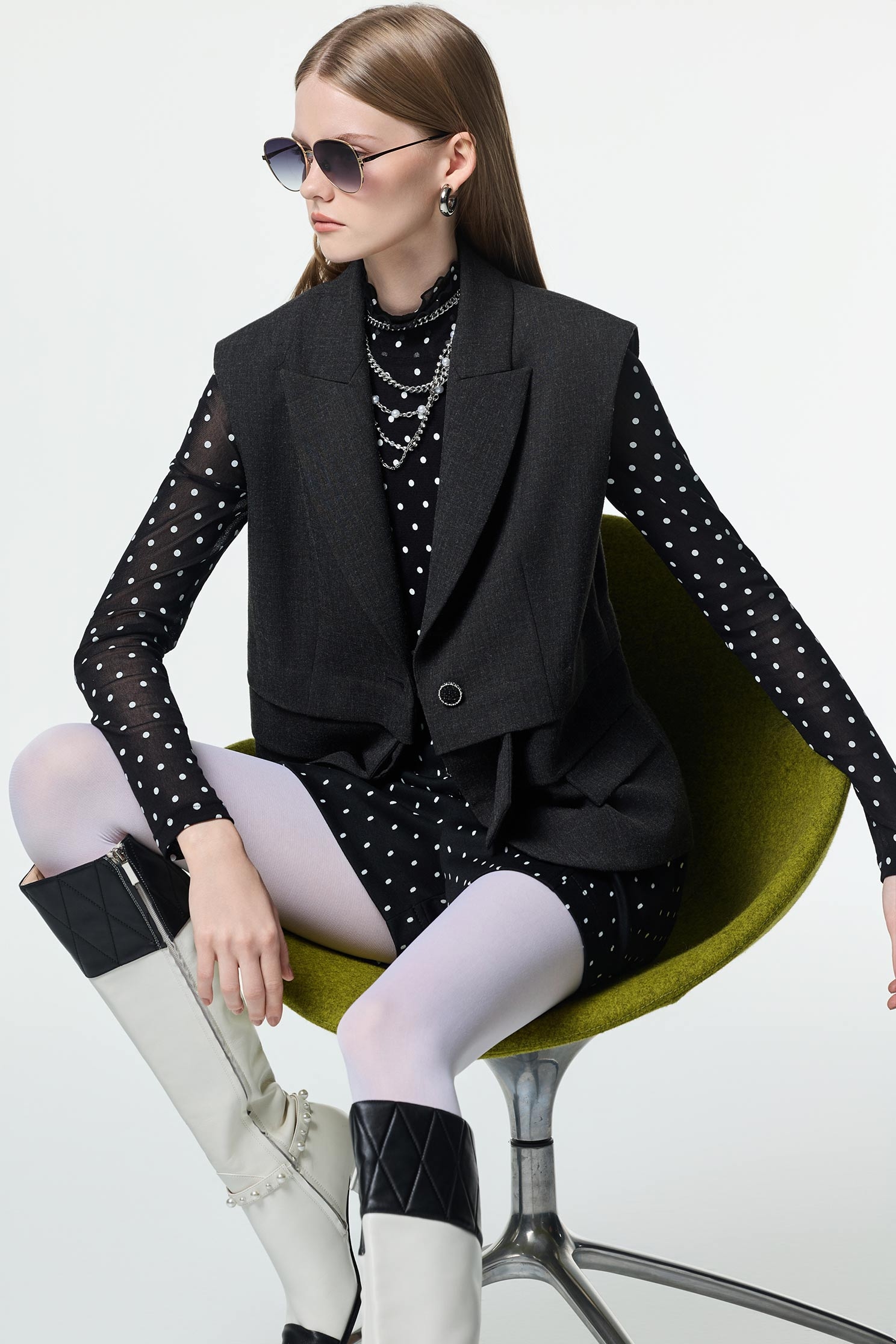 Dark Grey Stylish Suit VestDark Grey Stylish Suit Vest,sleeveless tops,Office Looks,bestselling,co-ord sets,Season (AW) Look,sleeveless tops