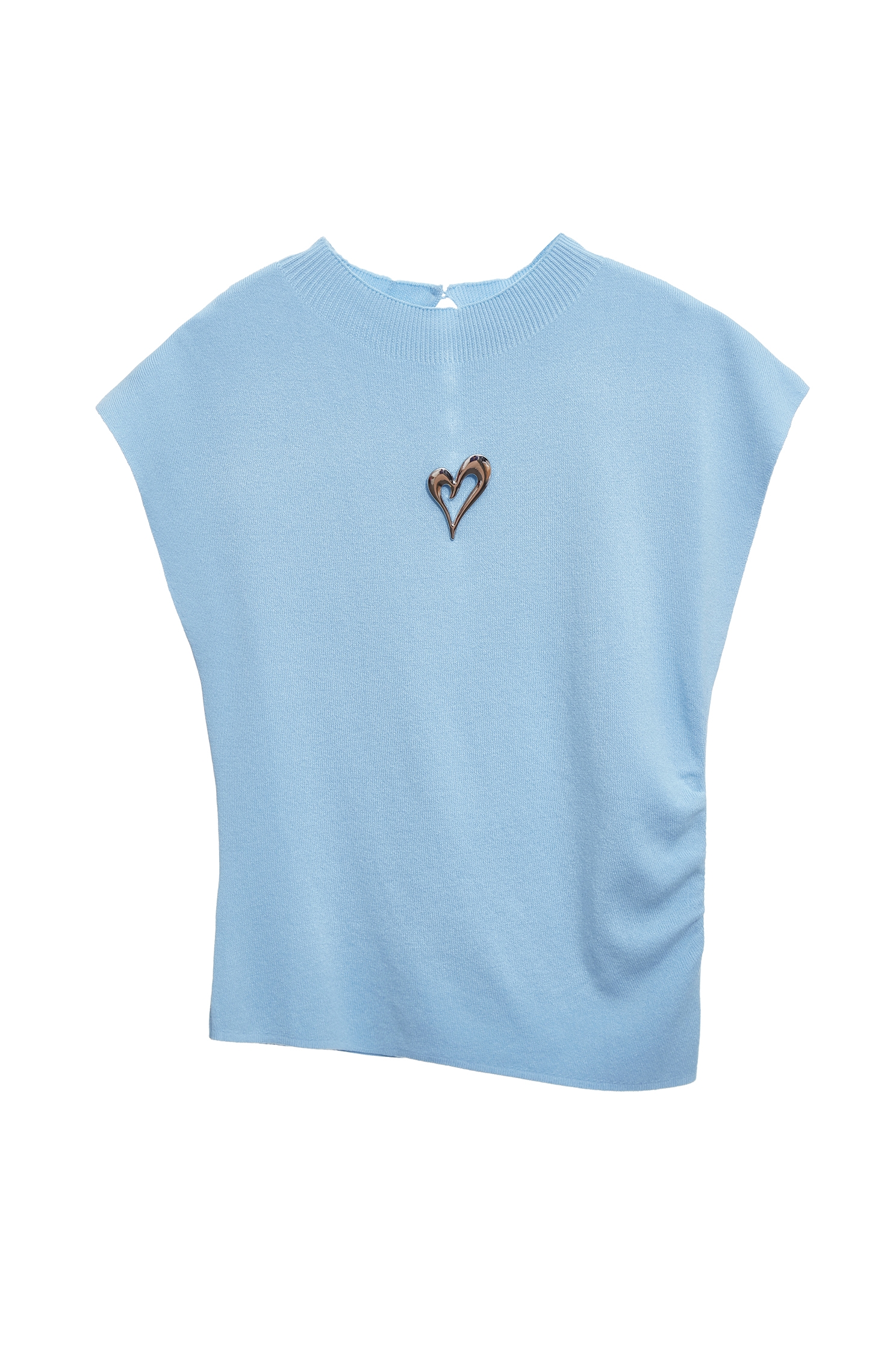 Heart Shape Brooch Blue Knit VestHeart Shape Brooch Blue Knit Vest,sleeveless tops,Tops,Season (AW) Look,sleeveless tops,Knitted,Knitted tops