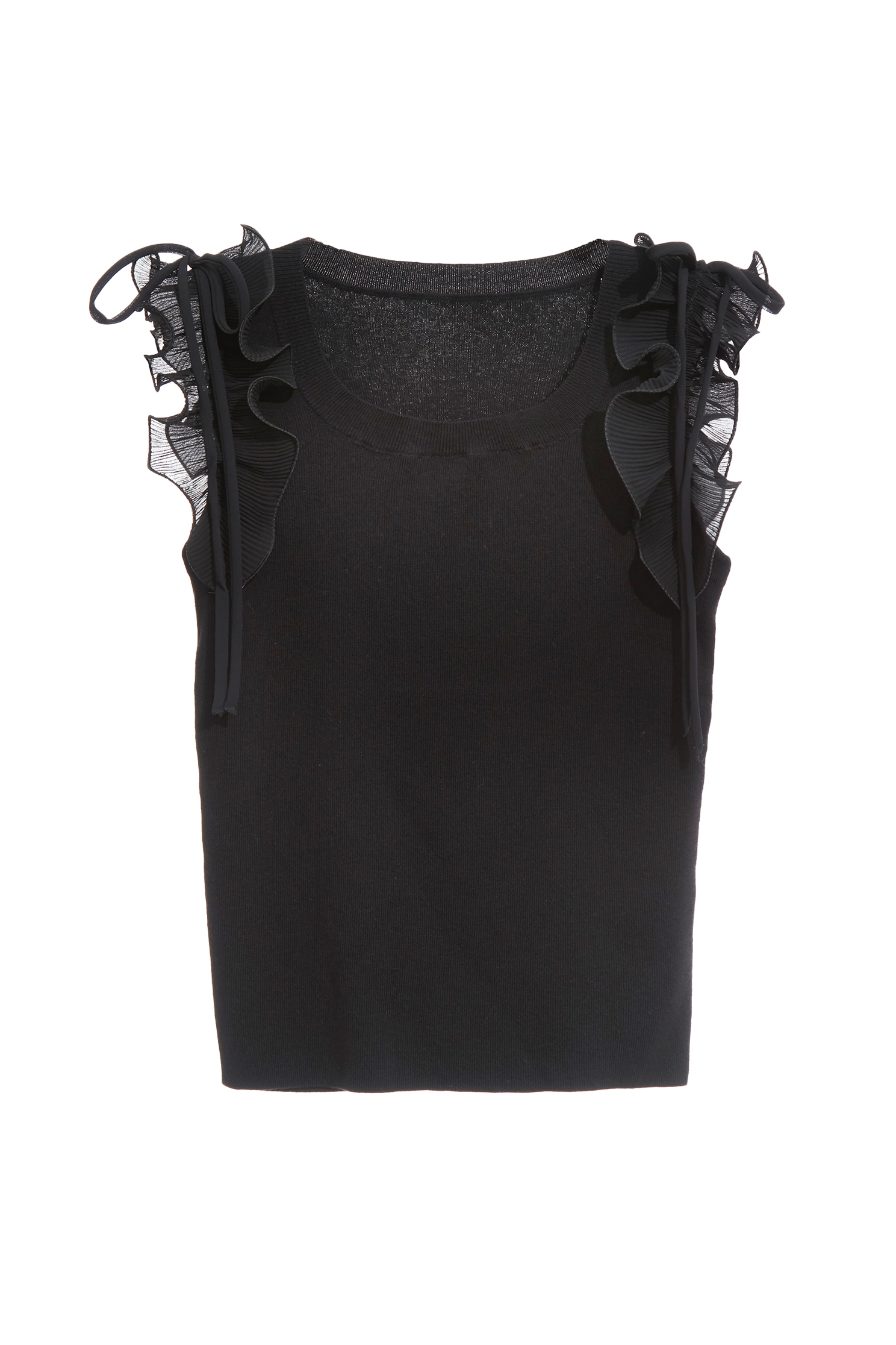 Ruffle Detail Knit VestRuffle Detail Knit Vest,sleeveless tops,Office Looks,Season (AW) Look,Valentine,sleeveless tops,Knitted,Knitted tops,Chiffon