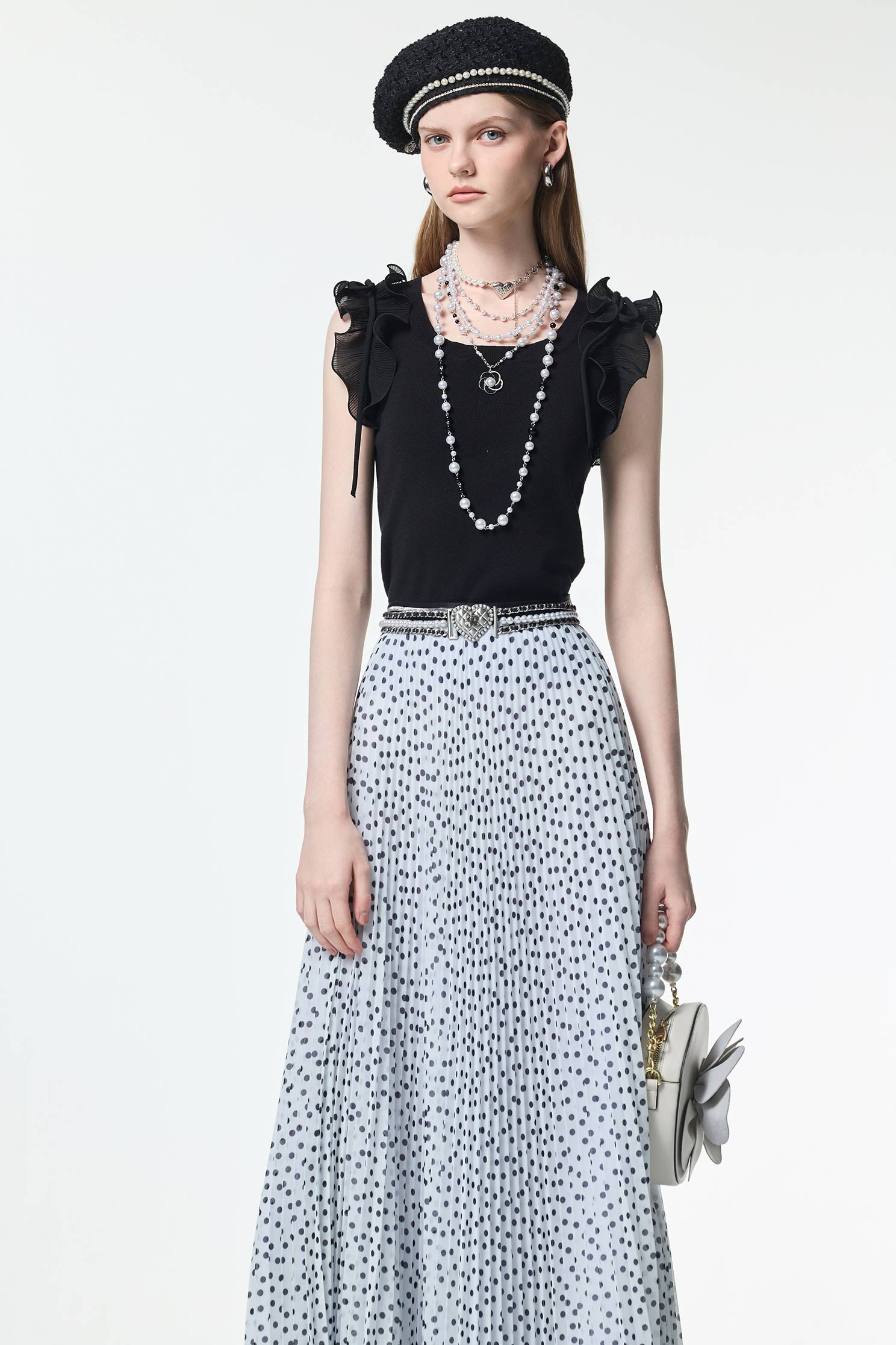 Ruffle Detail Knit VestRuffle Detail Knit Vest,sleeveless tops,Office Looks,Season (AW) Look,Valentine,sleeveless tops,Knitted,Knitted tops,Chiffon