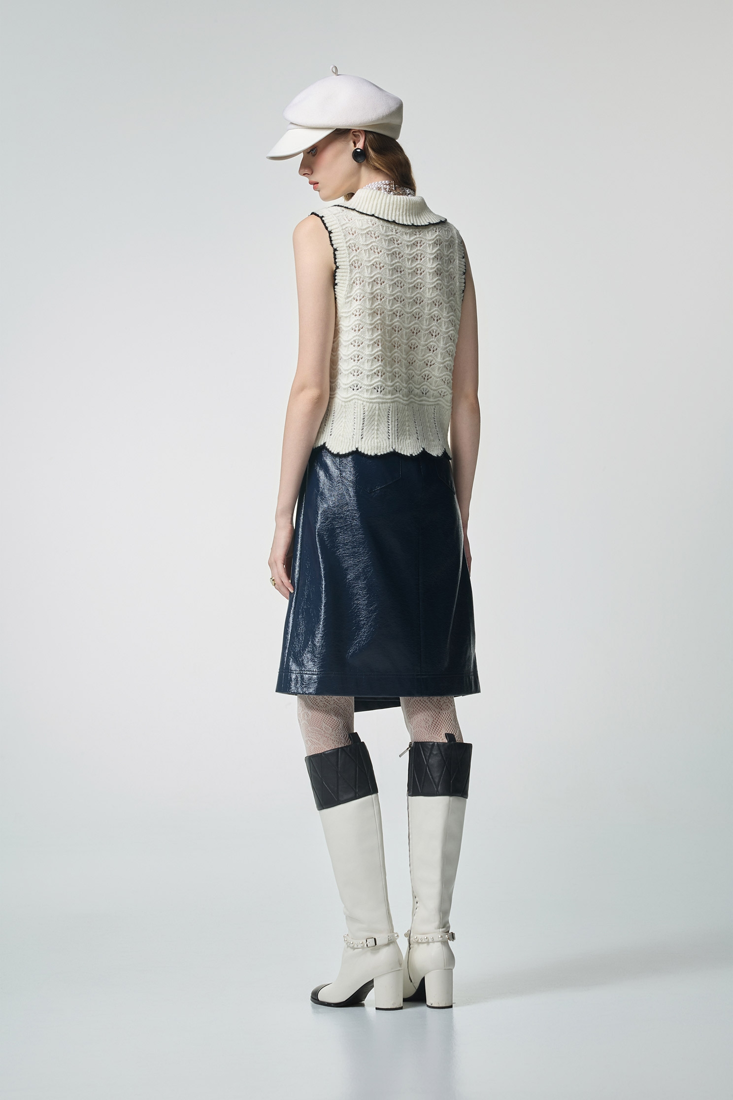 Navy Bow Detail Knit VestNavy Bow Detail Knit Vest,sleeveless tops,Tops,White tops,Season (AW) Look,sleeveless tops,bows,Knitted,Knitted tops