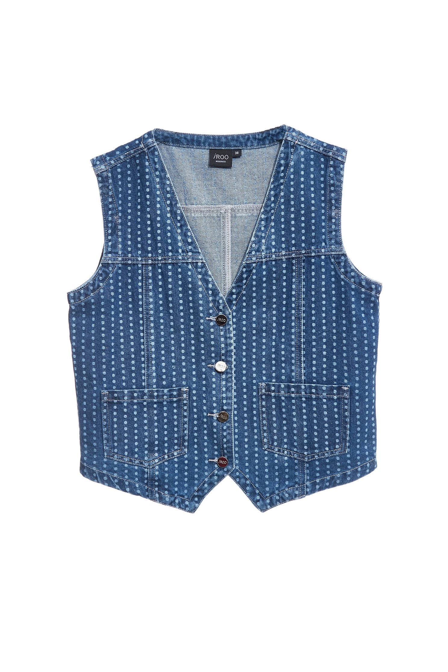 Metallic Sheen Dotted Denim VestMetallic Sheen Dotted Denim Vest,sleeveless tops,Denim,Outerwear,co-ord sets,Denim,Denim Jackets,sleeveless tops