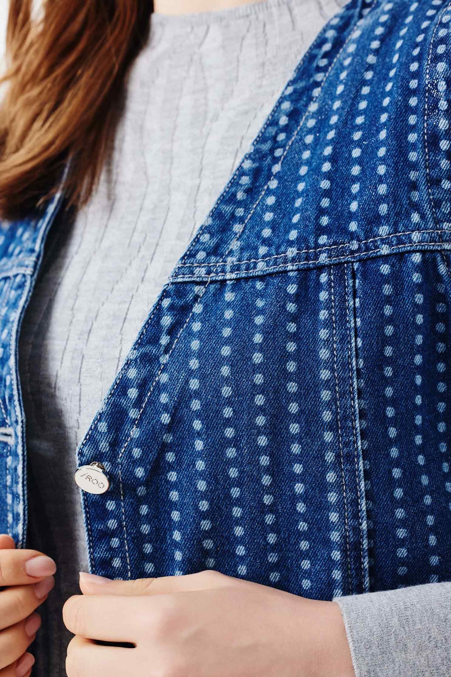 Metallic Sheen Dotted Denim VestMetallic Sheen Dotted Denim Vest,sleeveless tops,Denim,Outerwear,co-ord sets,Denim,Denim Jackets,sleeveless tops